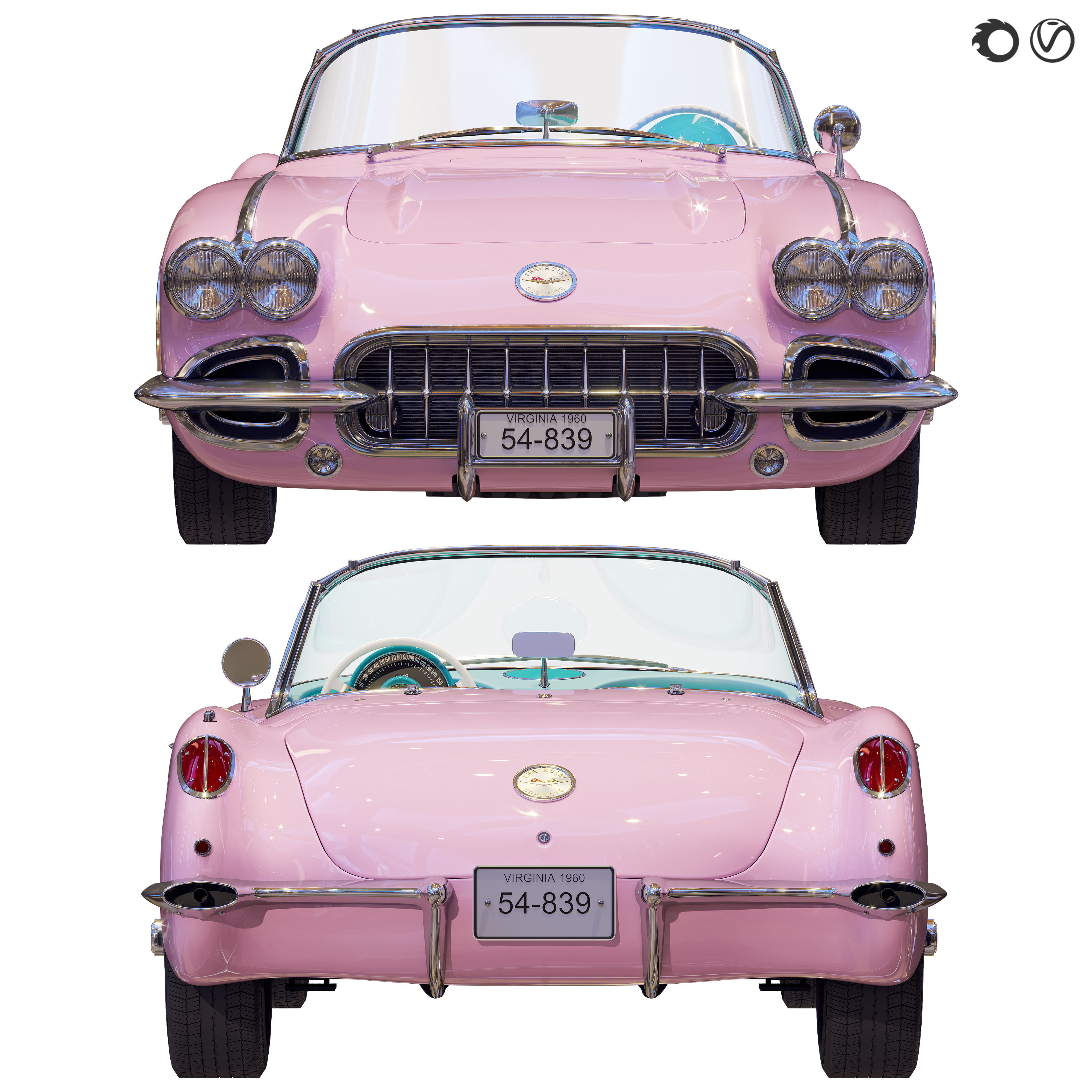 Chevrolet Corvette Coupe 1960 barbie   3D model_2