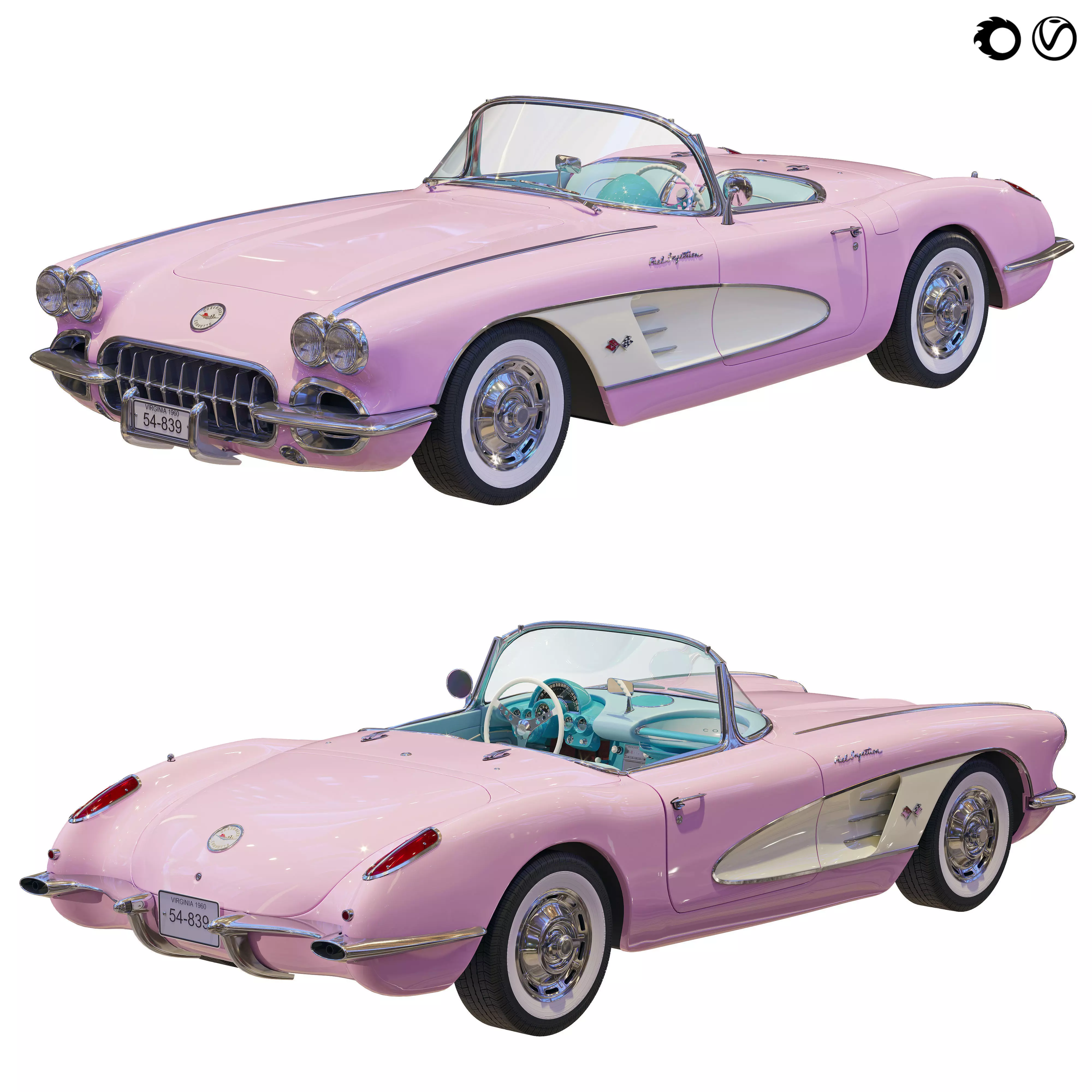 Chevrolet Corvette Coupe 1960 barbie   3D model_0