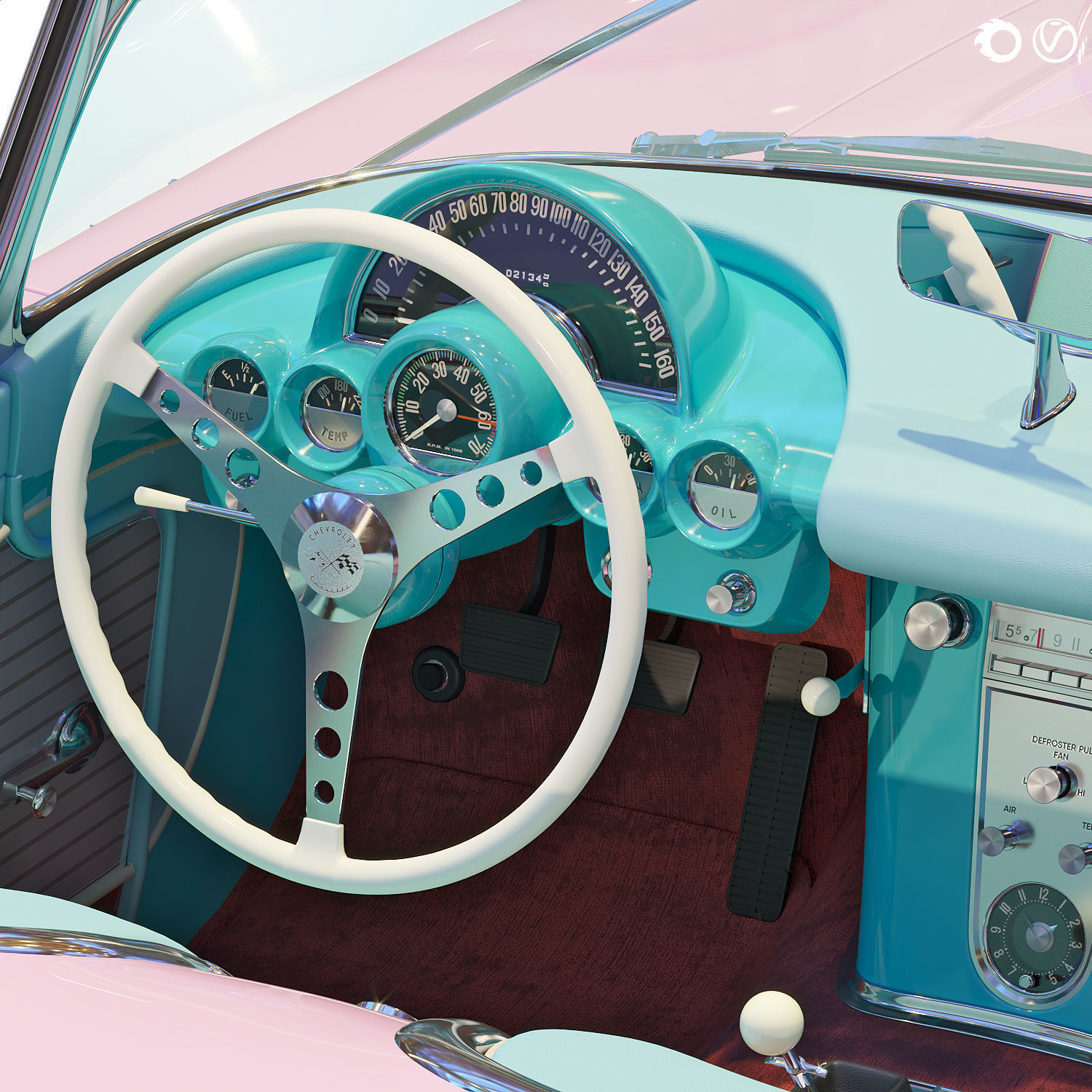 Chevrolet Corvette Coupe 1960 barbie   3D model_1