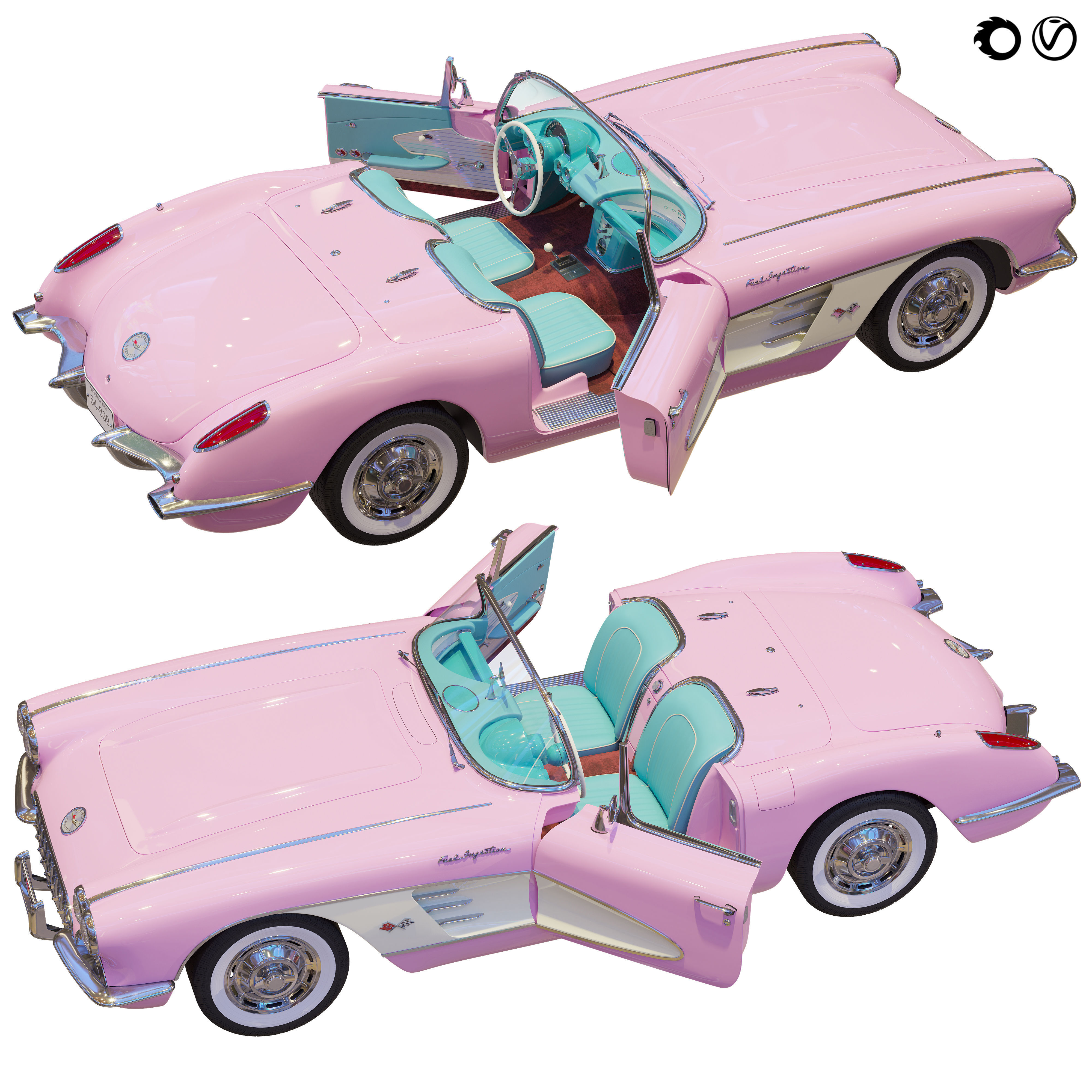 Chevrolet Corvette Coupe 1960 barbie   3D model_3