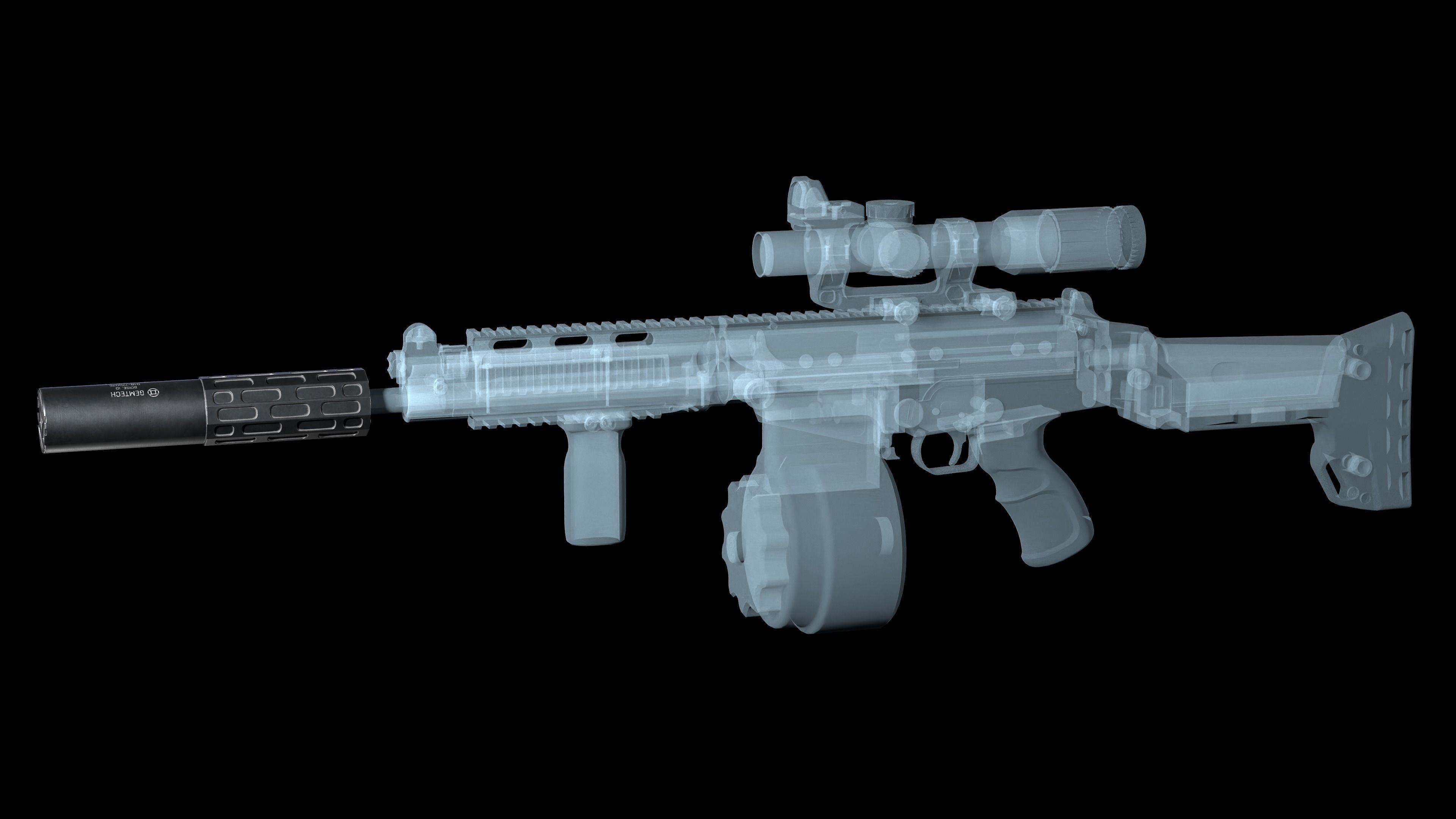 Multi-caliber  suppressor Gemtech ONE Low-poly 3D model_4