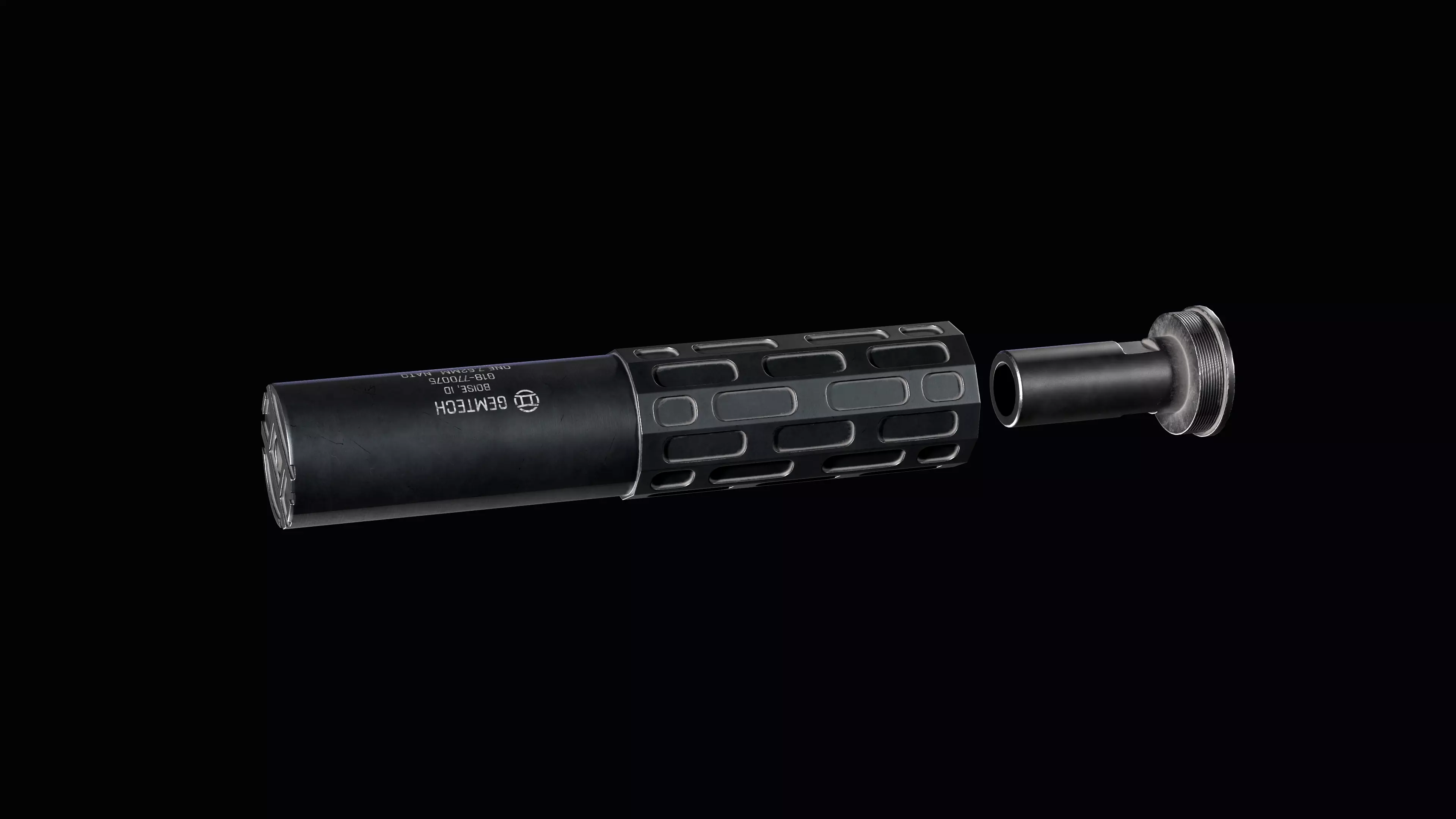 Multi-caliber  suppressor Gemtech ONE Low-poly 3D model_0