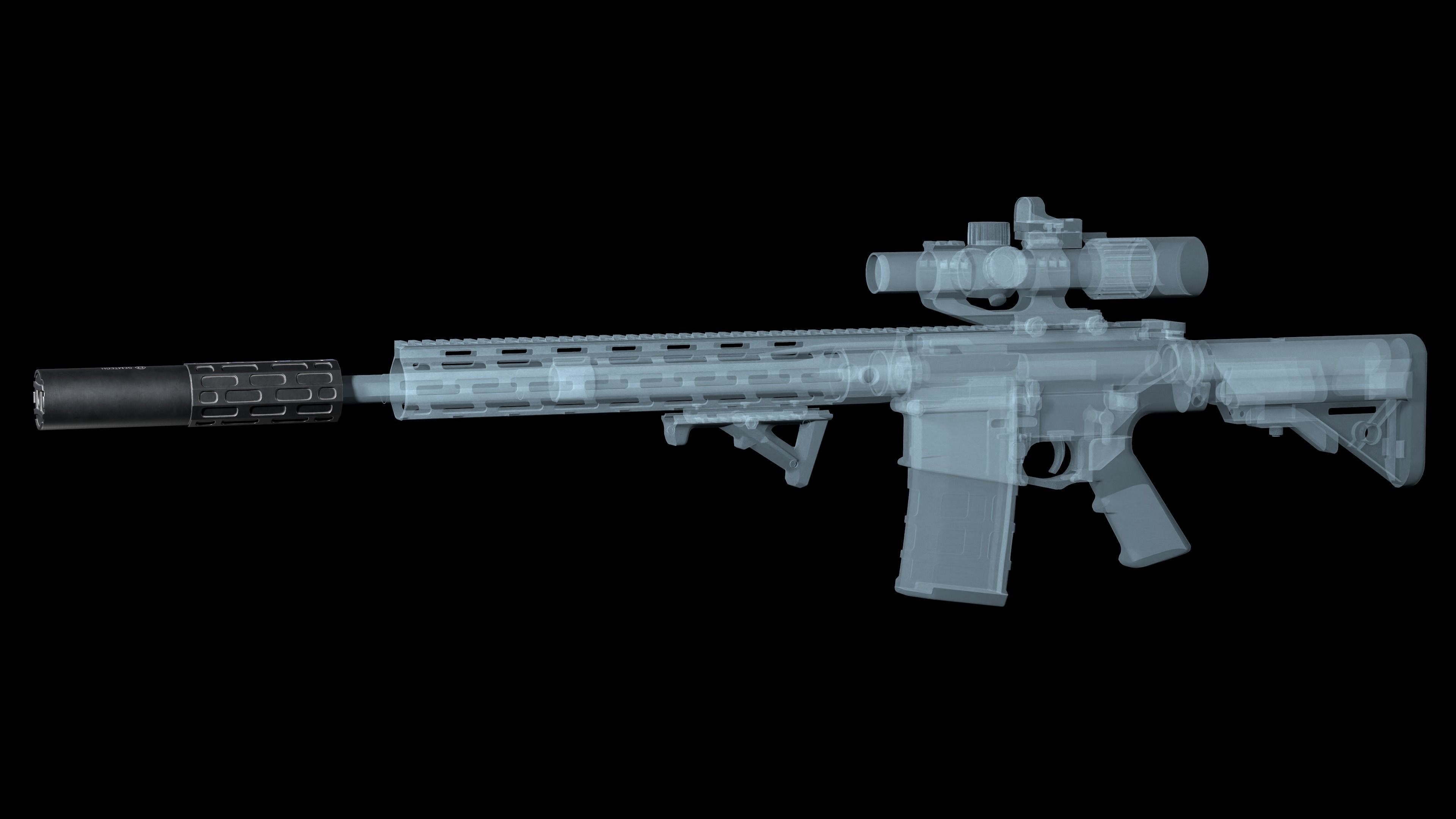 Multi-caliber  suppressor Gemtech ONE Low-poly 3D model_7
