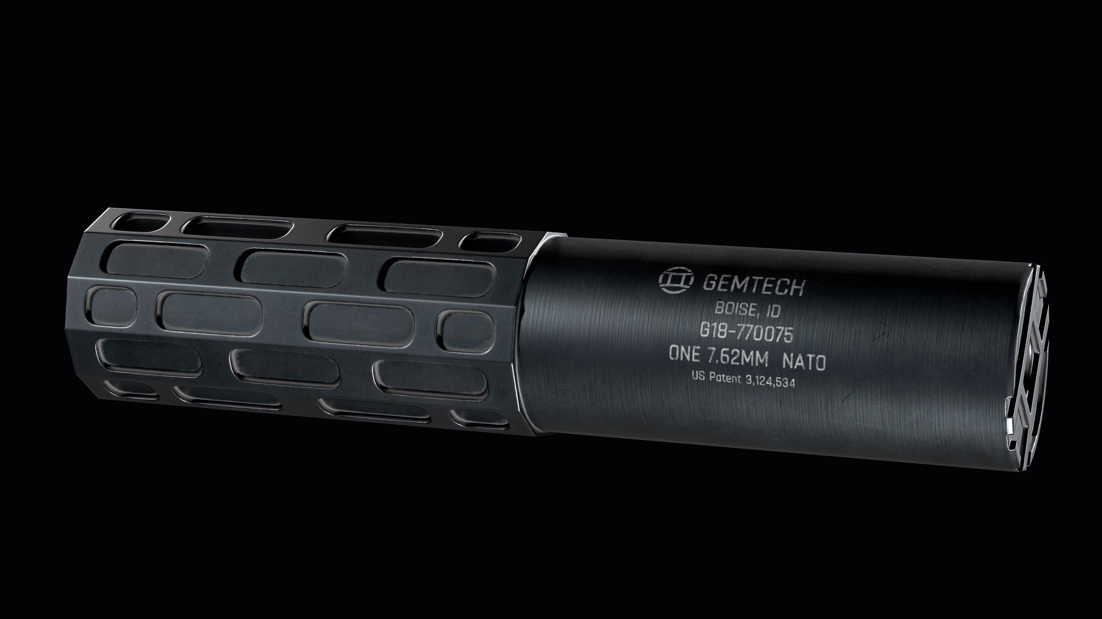 Multi-caliber  suppressor Gemtech ONE Low-poly 3D model_10