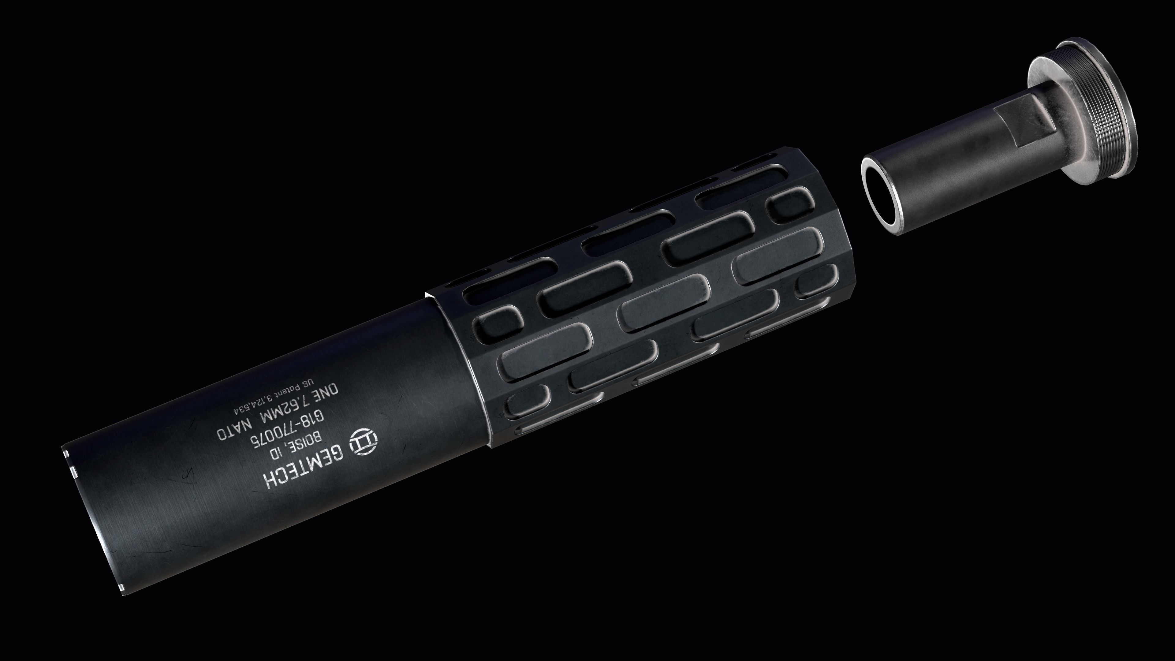 Multi-caliber  suppressor Gemtech ONE Low-poly 3D model_2