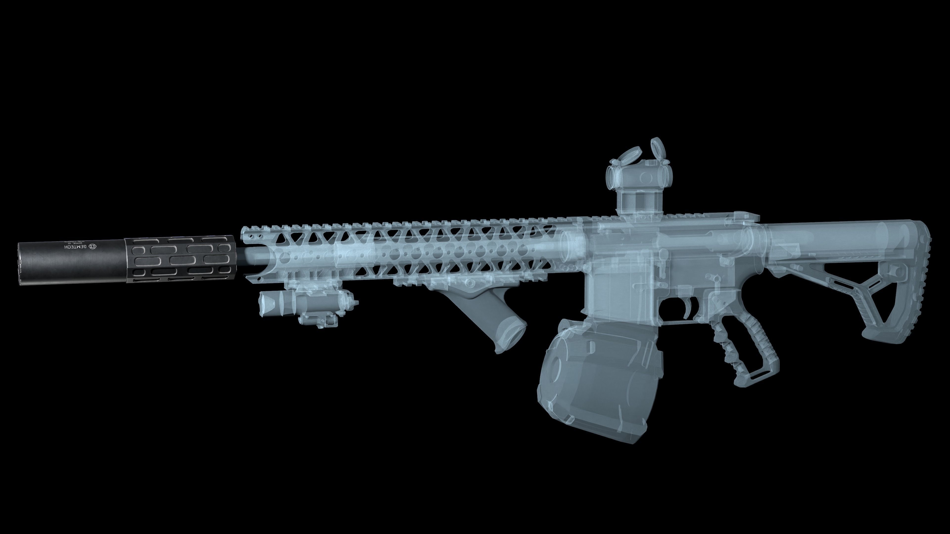 Multi-caliber  suppressor Gemtech ONE Low-poly 3D model_3