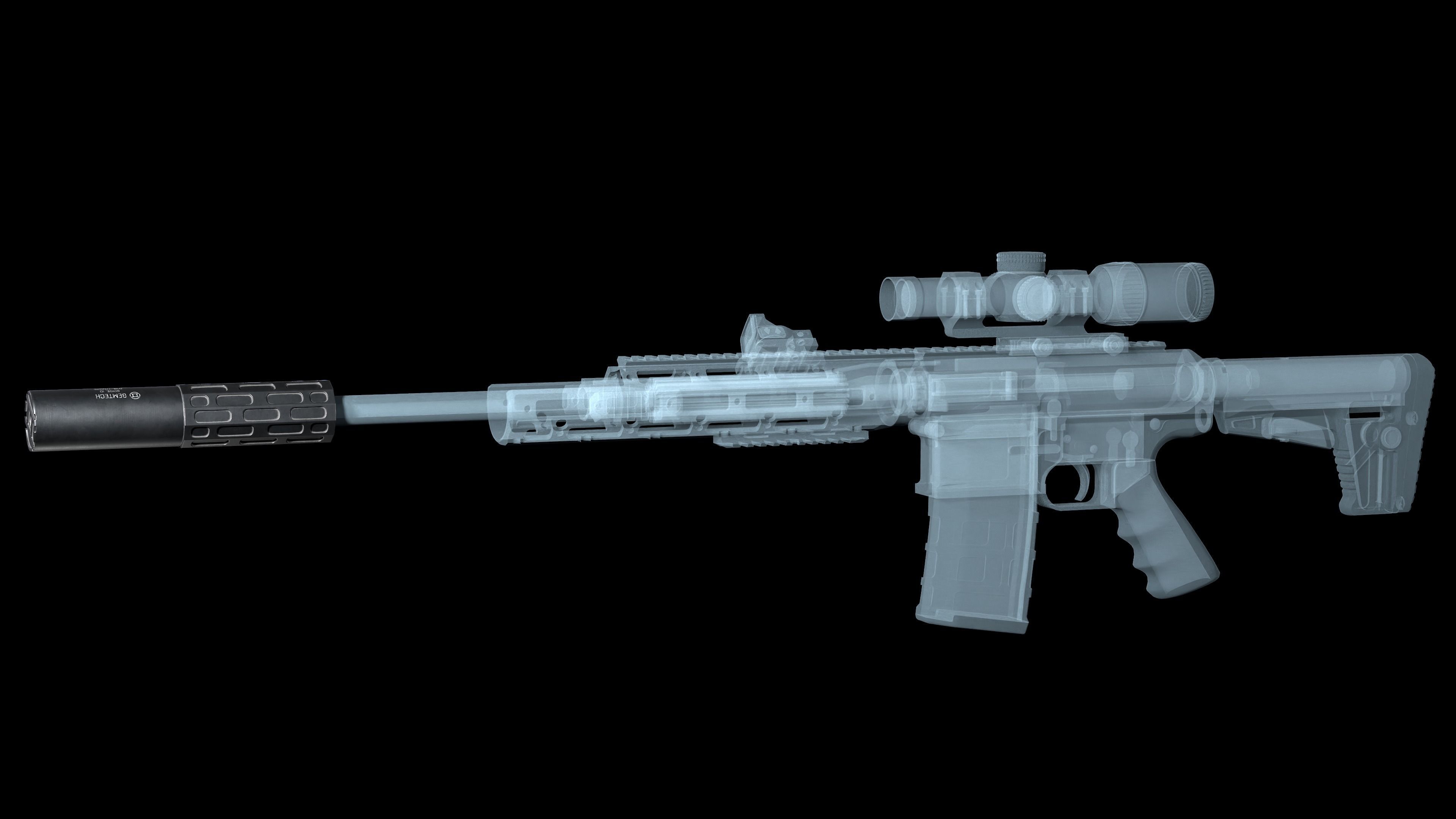 Multi-caliber  suppressor Gemtech ONE Low-poly 3D model_6