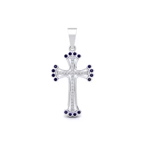 Color Stone Cross Pendent 3d Model and Render Detail