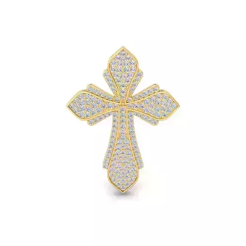 Flower Design Cross Pendent 3d Model and Render 