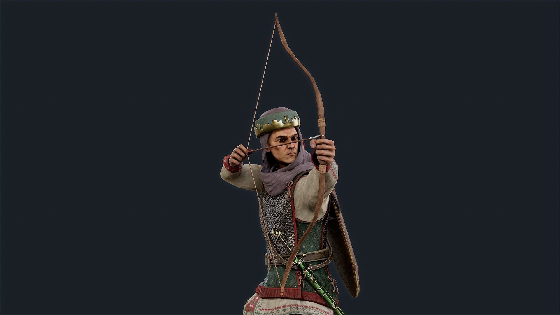 Persian 3 archer A pose Low-poly character redy for game Low-poly 3D model_3