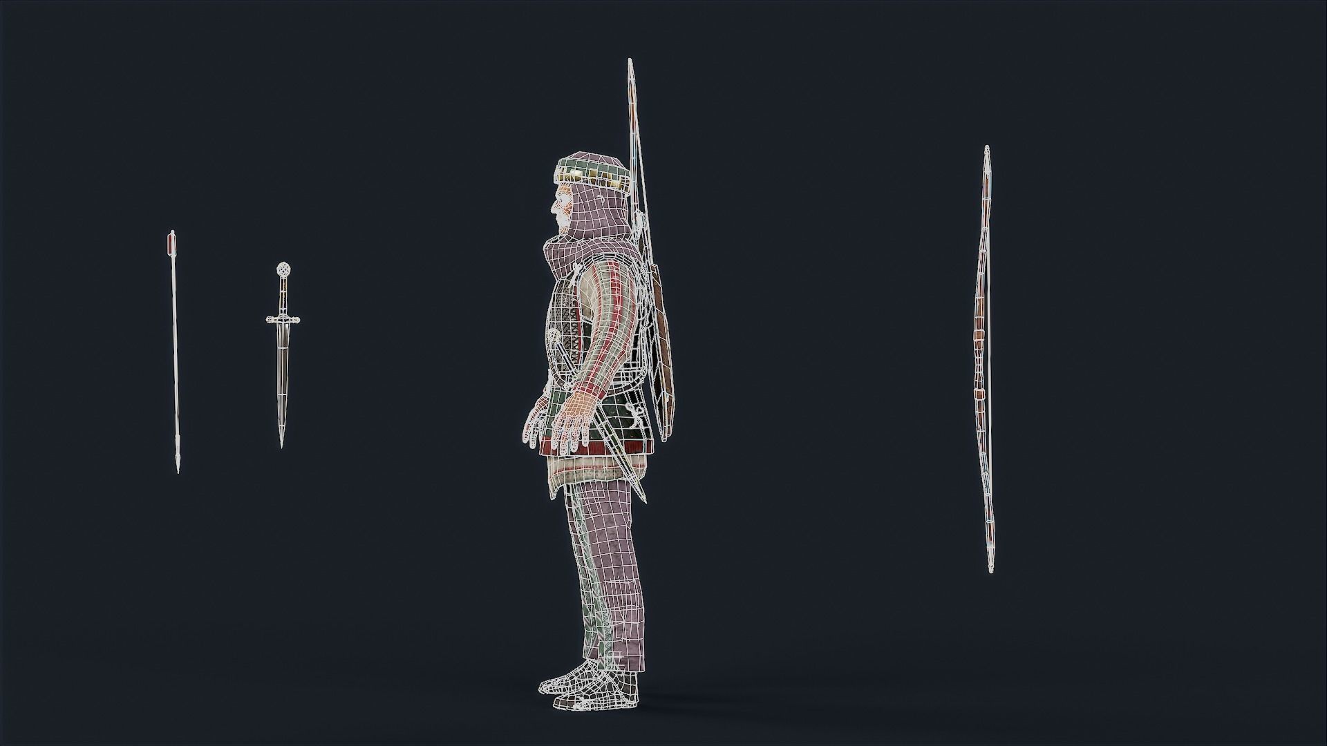 Persian 3 archer A pose Low-poly character redy for game Low-poly 3D model_16