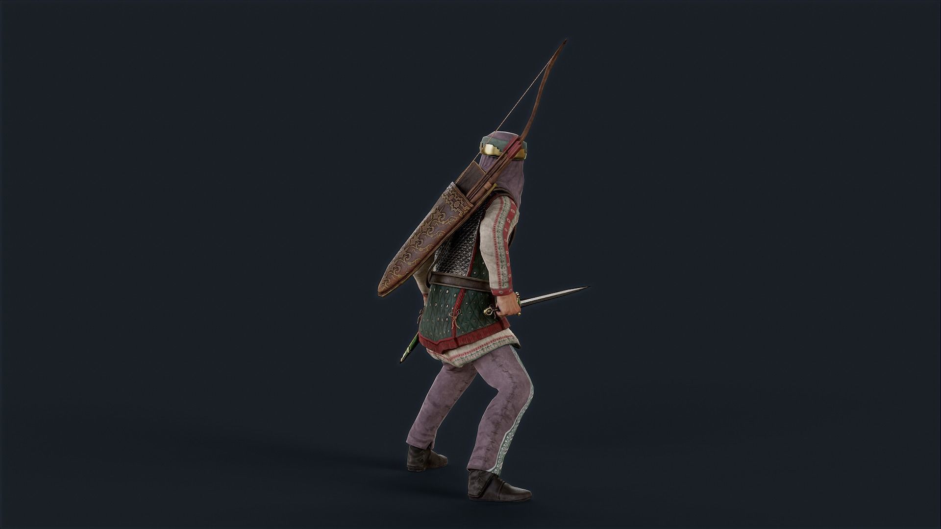 Persian 3 archer A pose Low-poly character redy for game Low-poly 3D model_7