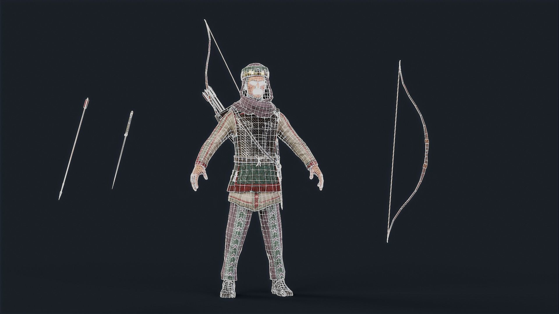 Persian 3 archer A pose Low-poly character redy for game Low-poly 3D model_14