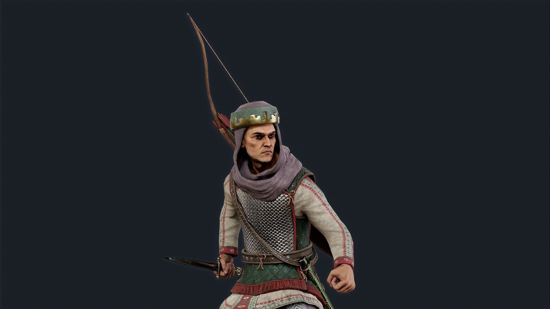 Persian 3 archer A pose Low-poly character redy for game Low-poly 3D model_4