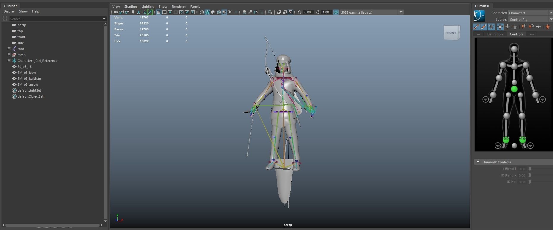 Persian 3 archer A pose Low-poly character redy for game Low-poly 3D model_24