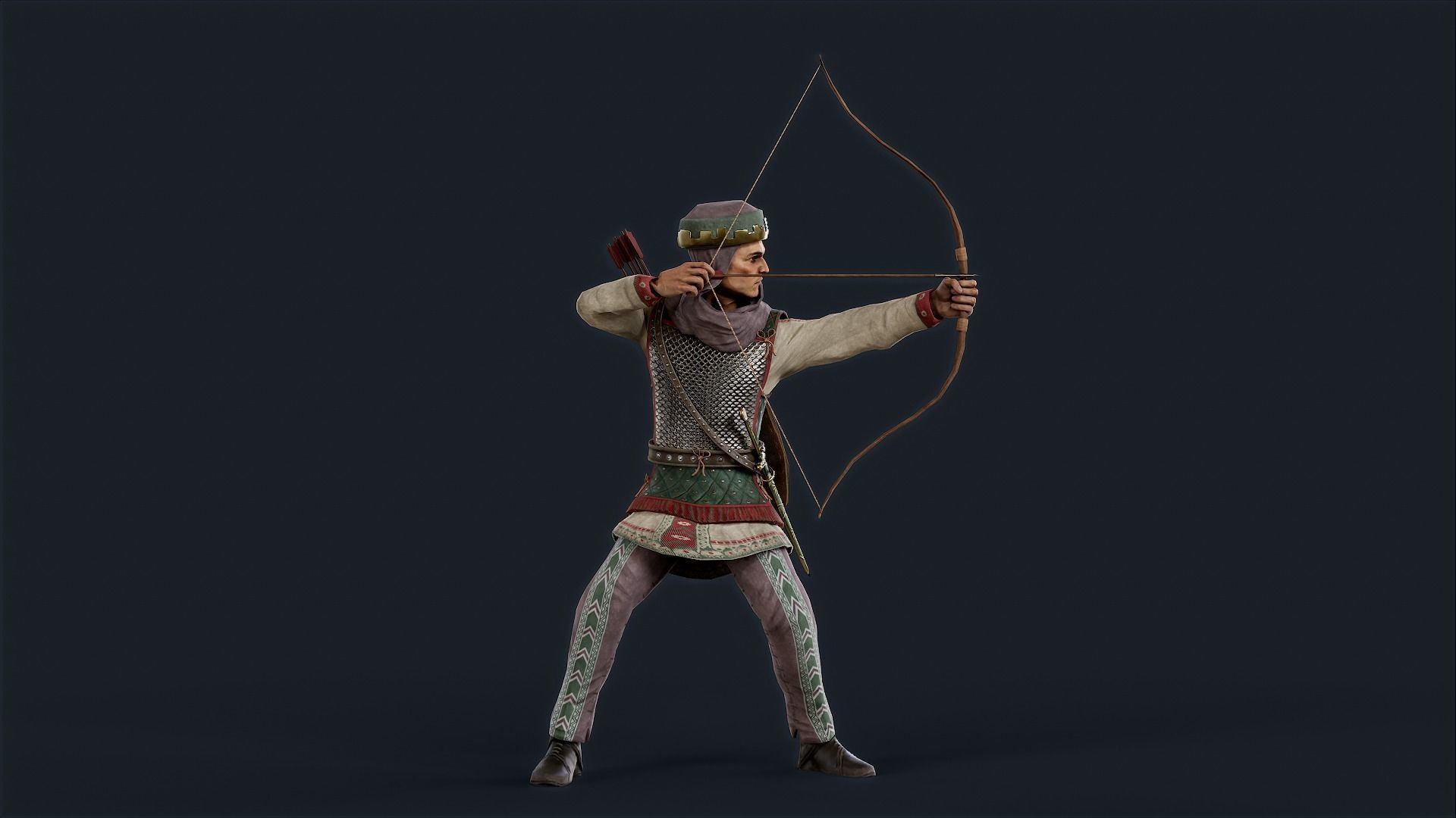 Persian 3 archer A pose Low-poly character redy for game Low-poly 3D model_8