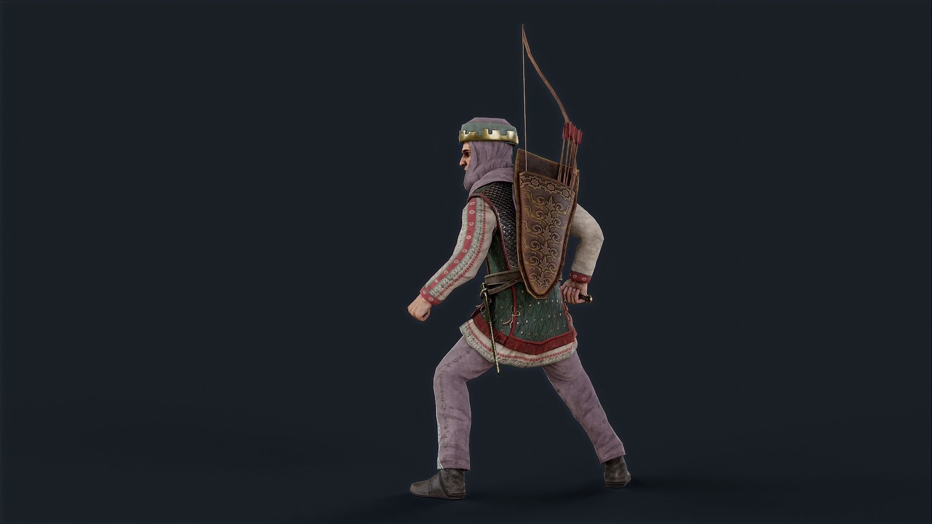 Persian 3 archer A pose Low-poly character redy for game Low-poly 3D model_9