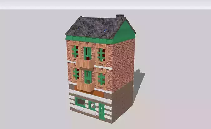 Modern Building City House Shop Cafe by Outland Models