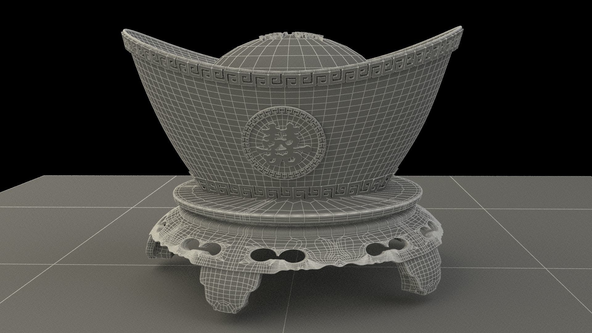 Chinese gold Ingot  3D model_6