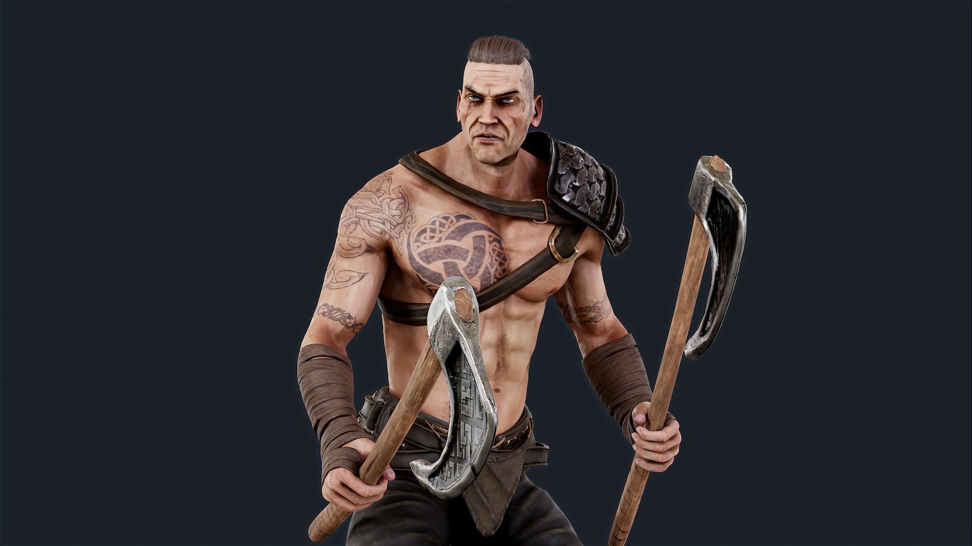 Viking 6 Berserker A pose Low-poly character redy for games Low-poly 3D model_4
