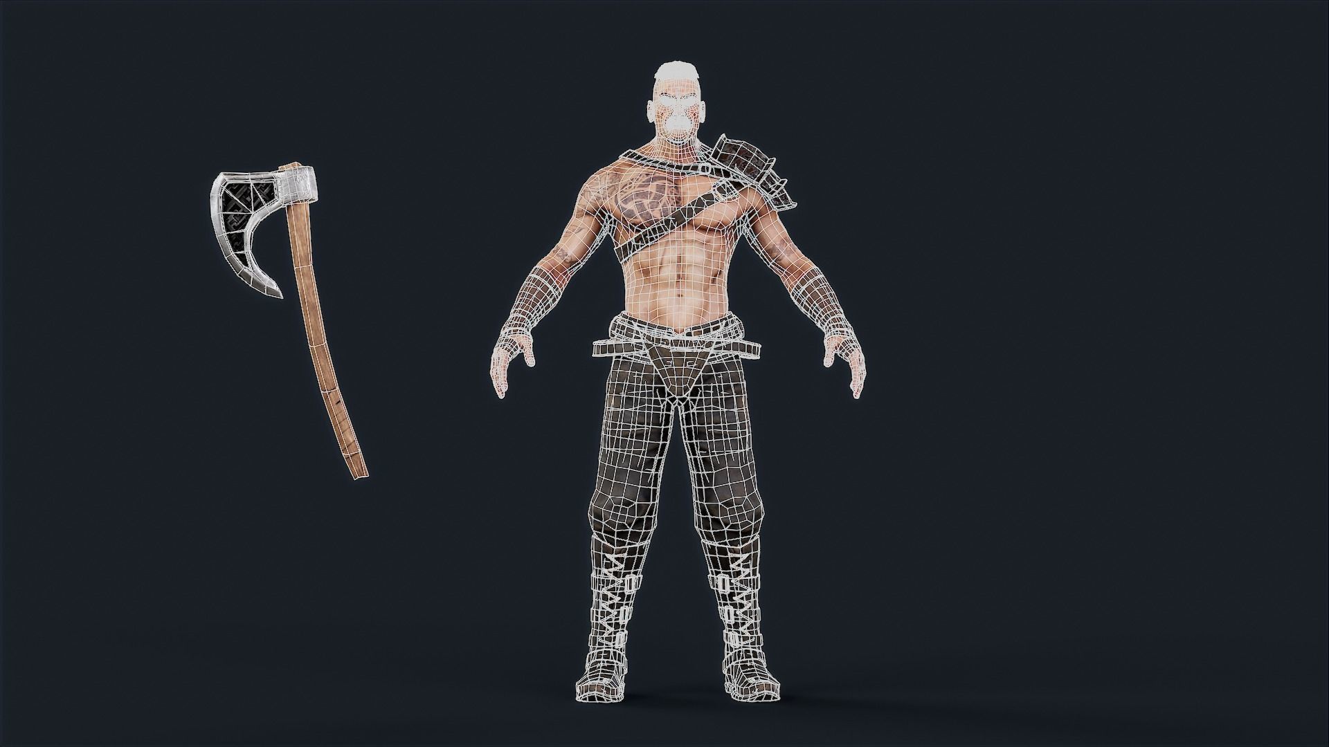 Viking 6 Berserker A pose Low-poly character redy for games Low-poly 3D model_13