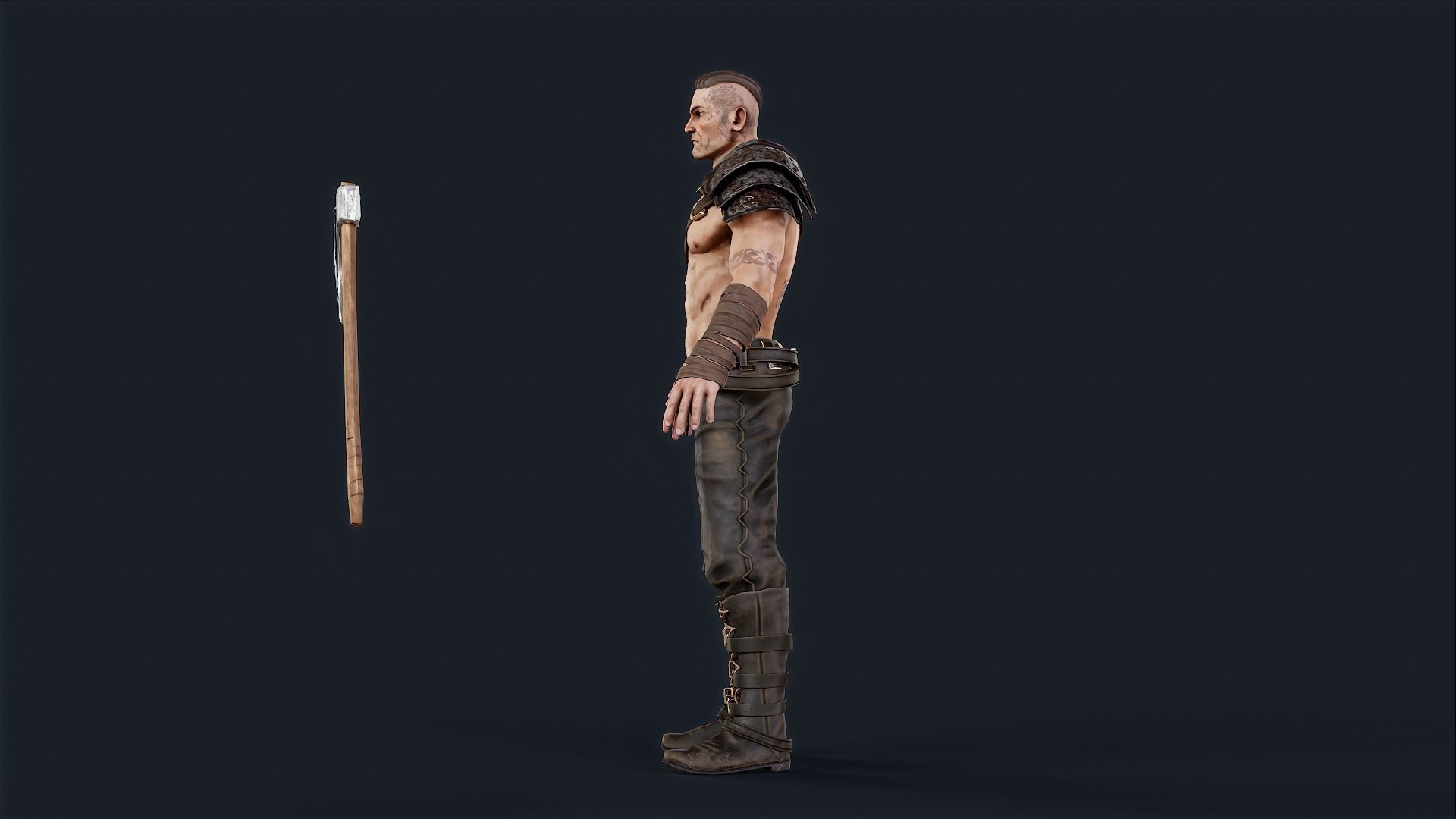 Viking 6 Berserker A pose Low-poly character redy for games Low-poly 3D model_12