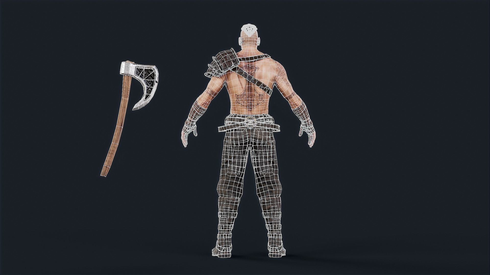 Viking 6 Berserker A pose Low-poly character redy for games Low-poly 3D model_15