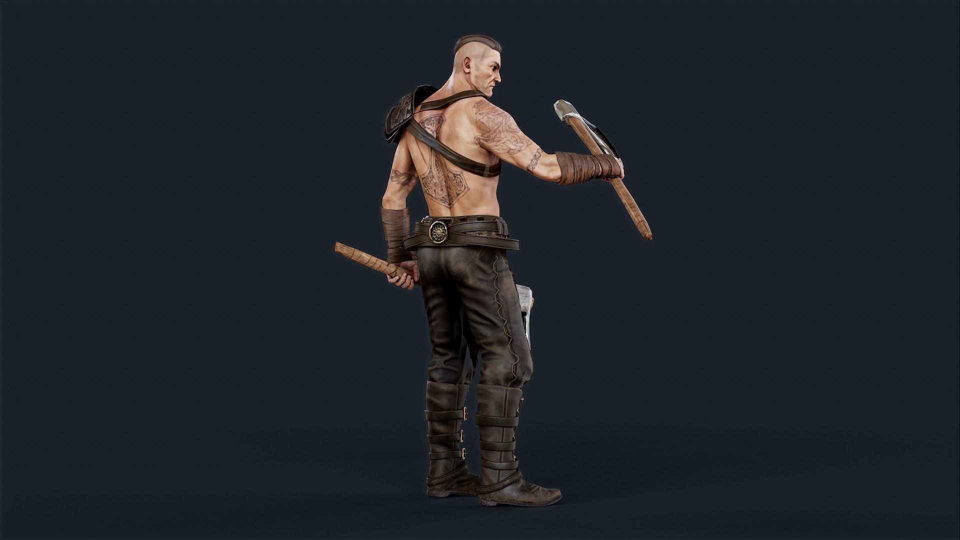 Viking 6 Berserker A pose Low-poly character redy for games Low-poly 3D model_7