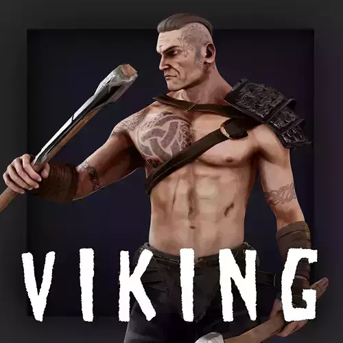 Viking 6 Berserker A pose Low-poly character redy for games Low-poly 3D model