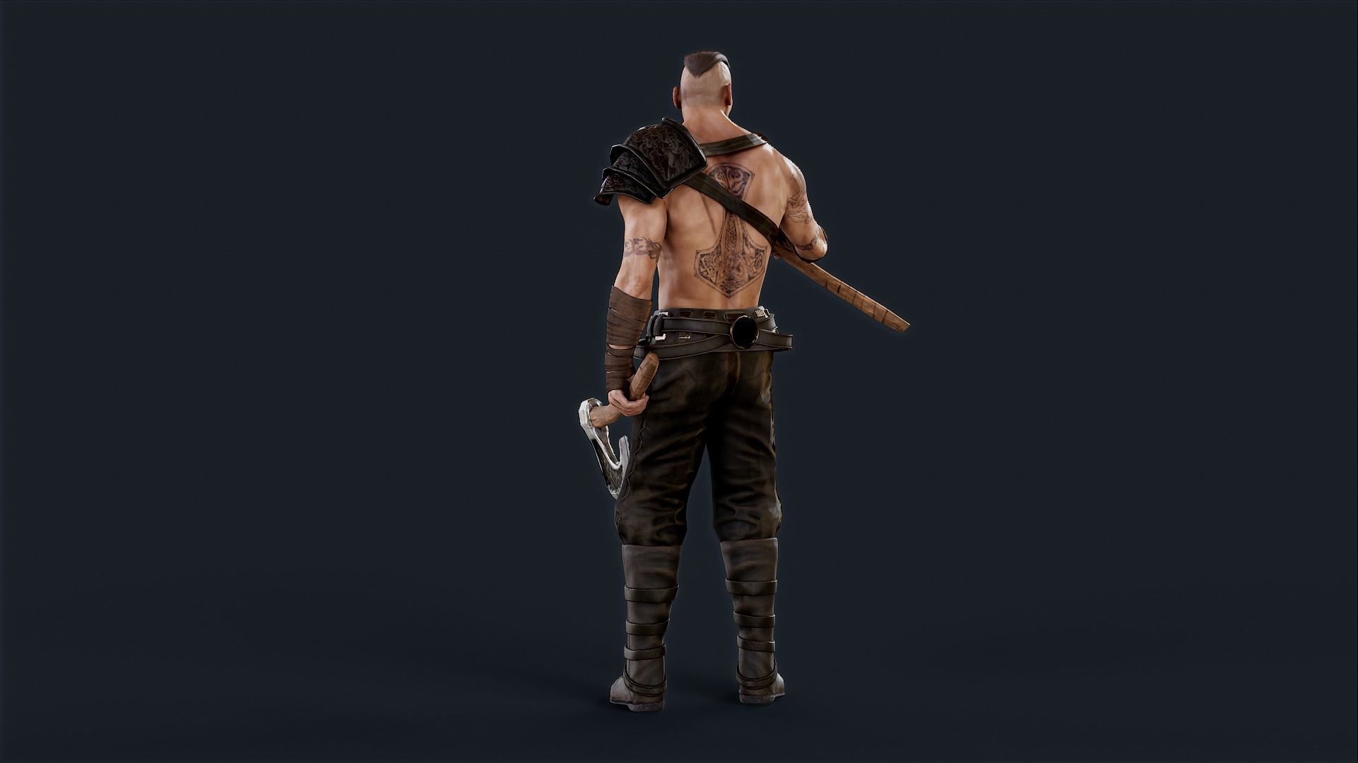 Viking 6 Berserker A pose Low-poly character redy for games Low-poly 3D model_9