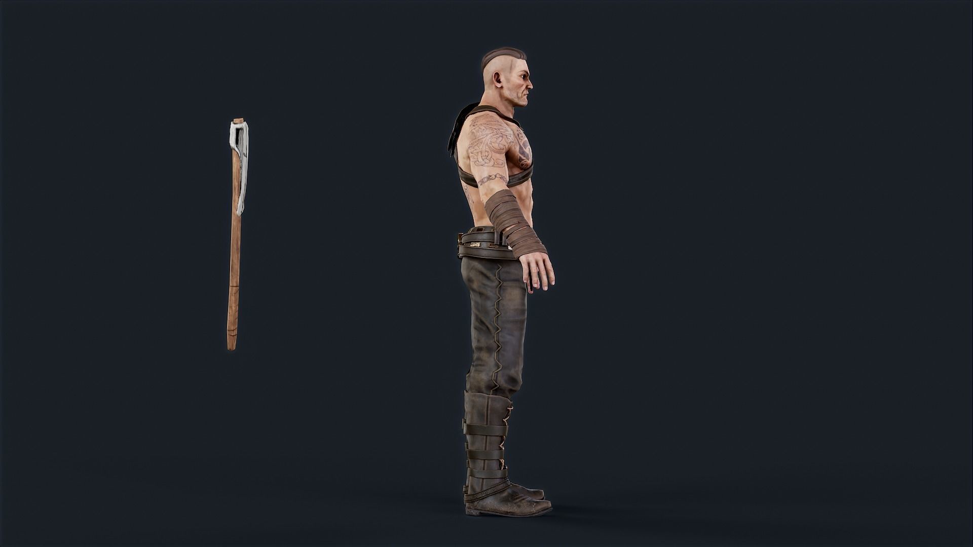 Viking 6 Berserker A pose Low-poly character redy for games Low-poly 3D model_22