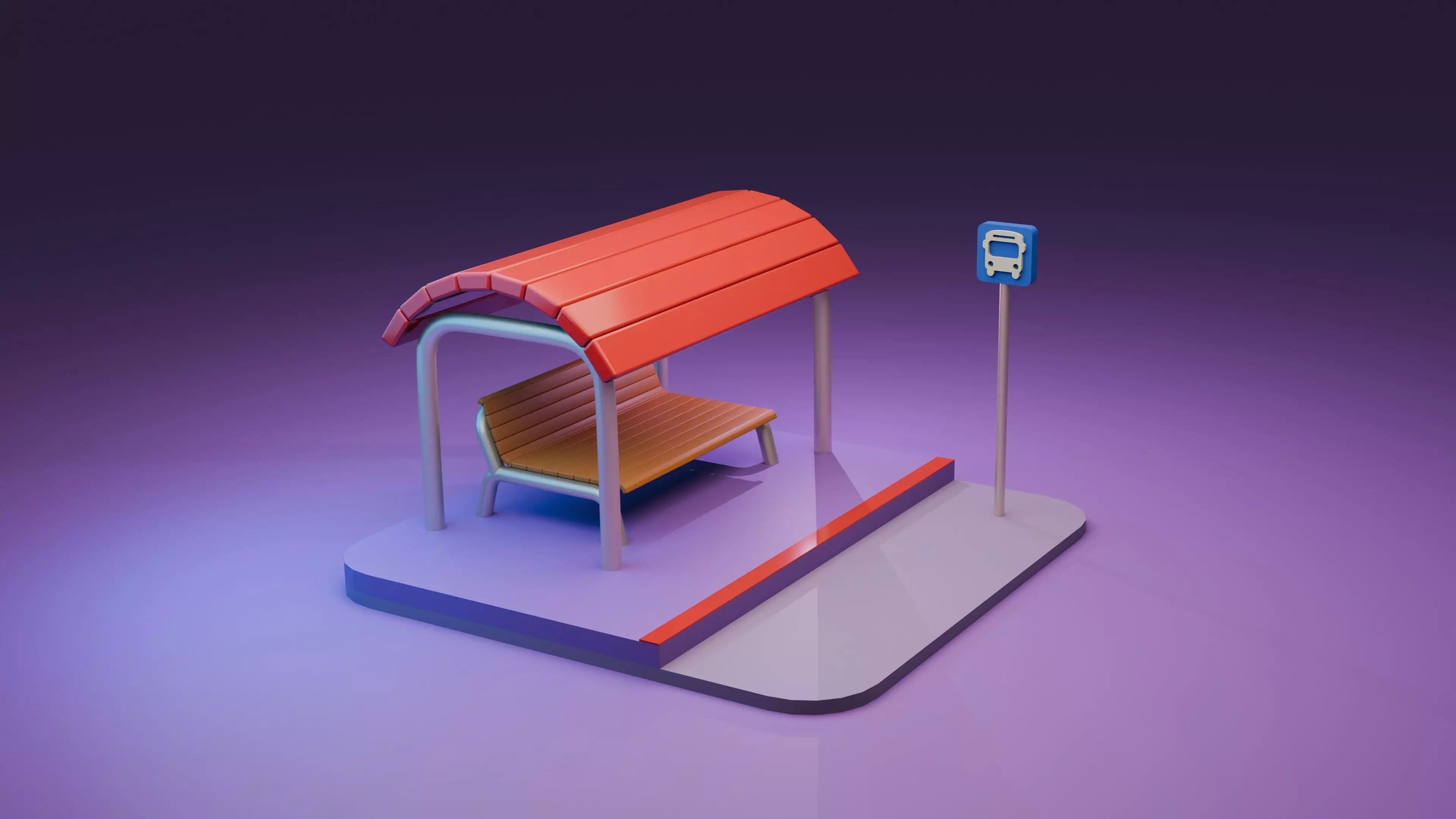 Bus Stop 3d Modeling For Free Free low-poly 3D model