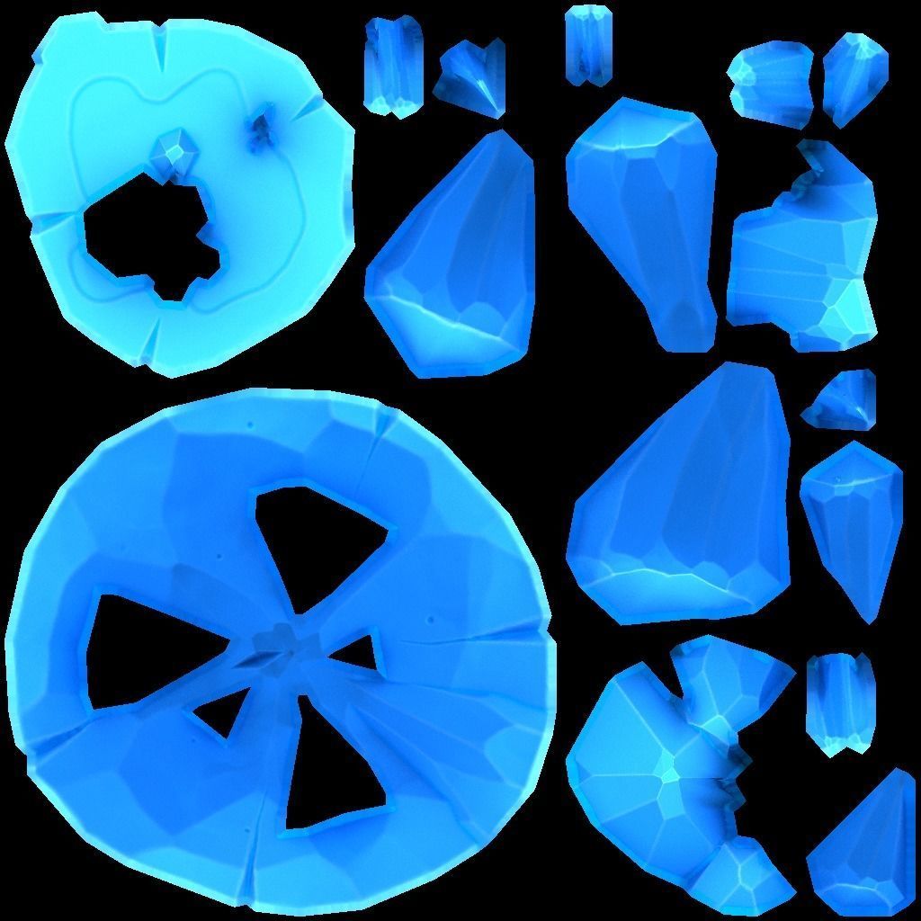 Stylized icy low-poly 3D model of the Floating Islands Low-poly 3D model_1