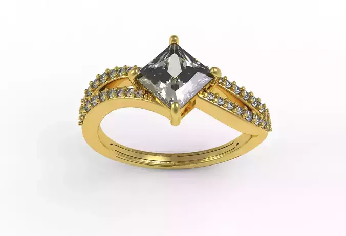 Princess Diamond Dual Shank Diamond Engagement Ring