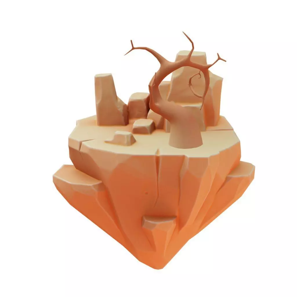 stylized Floating Islands Desert Low-poly 3D model Low-poly 3D model_0