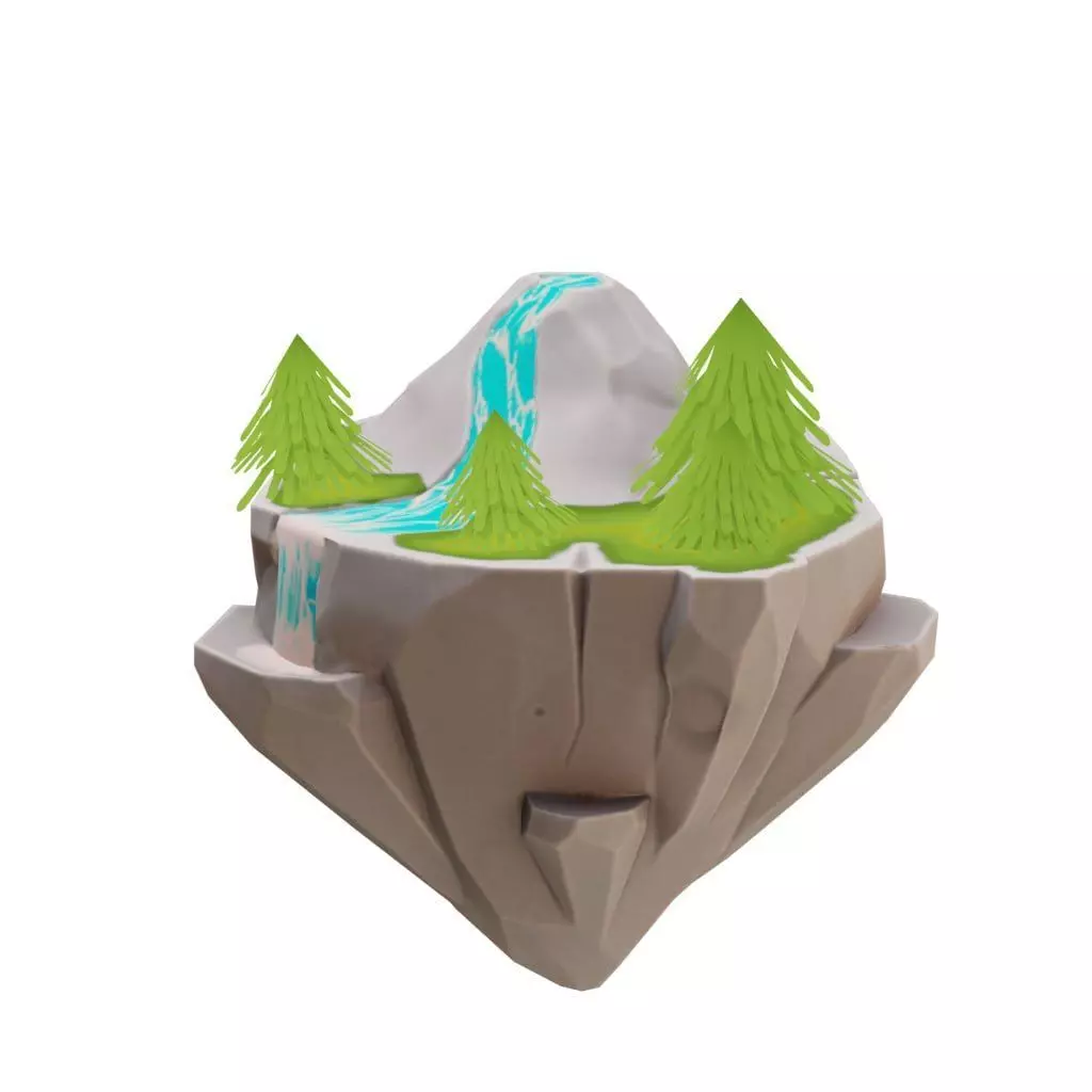 stylized Floating Islands nature Low-poly 3D model Low-poly 3D model_0