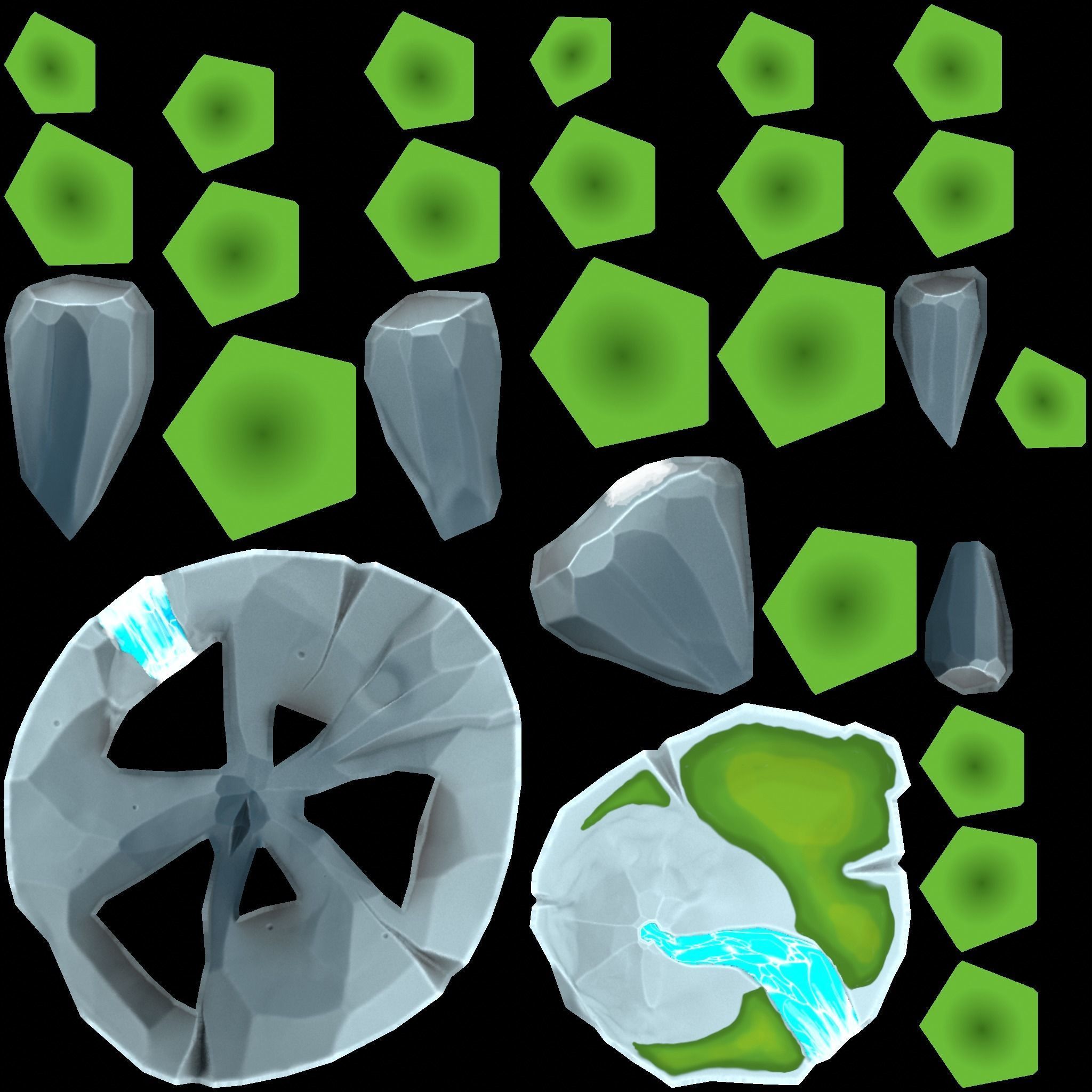 stylized Floating Islands nature Low-poly 3D model Low-poly 3D model_2