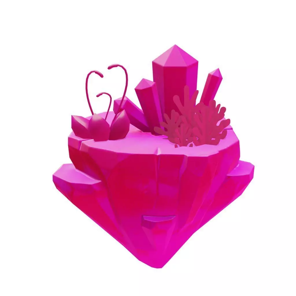 stylized Floating Islands Crystal magic  Low-poly 3D model Low-poly 3D model_0