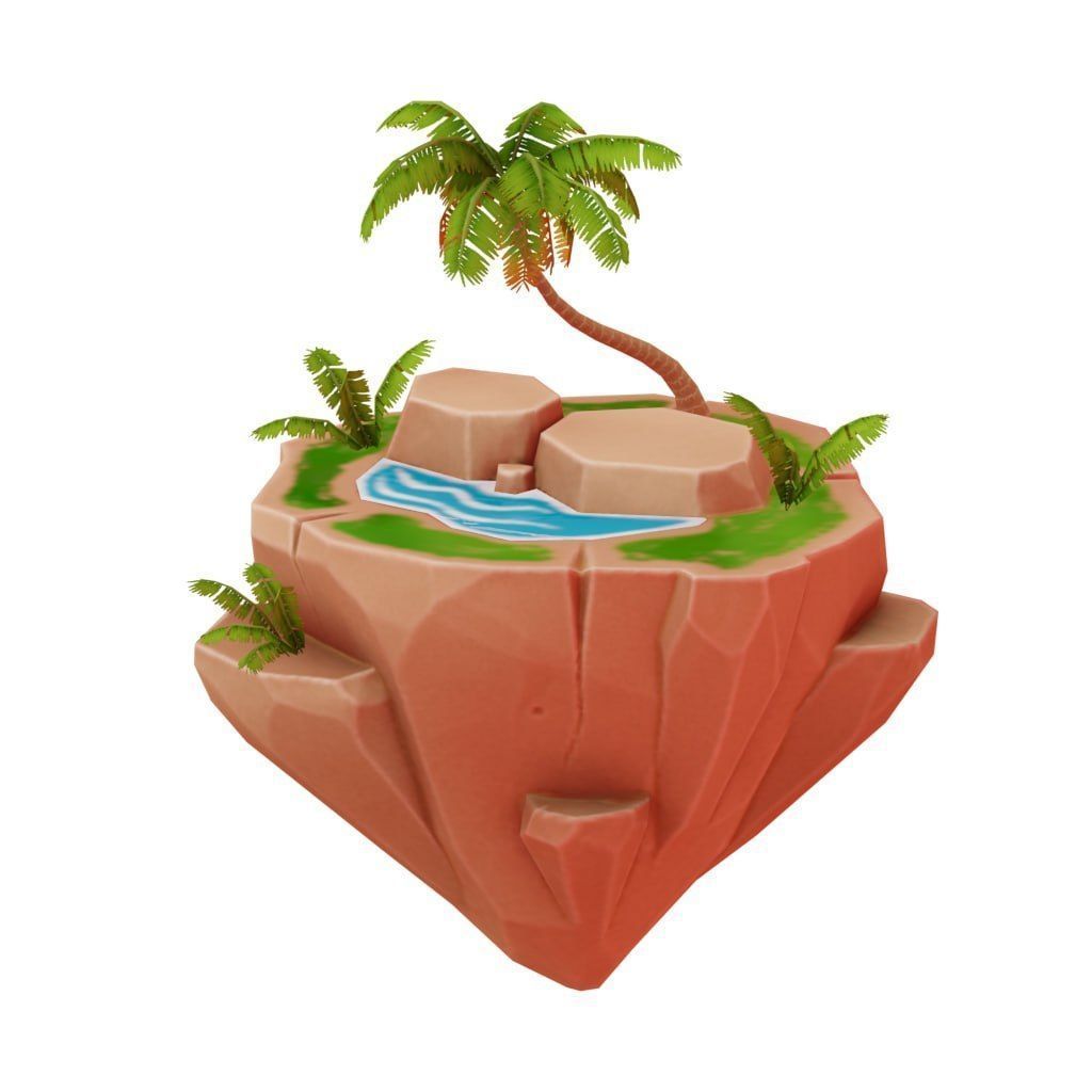 Stylized Floating Islands Pack Low-poly 3D model Low-poly 3D model_1