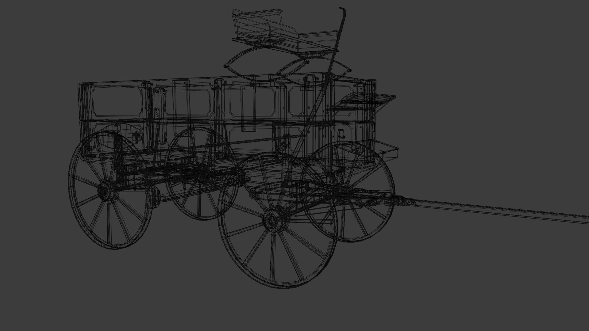 Antique Wood Wagons 3D model_10