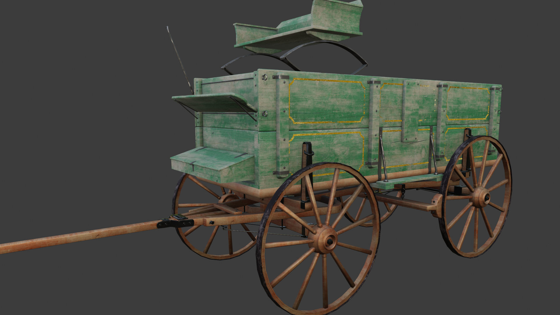 Antique Wood Wagons 3D model_6