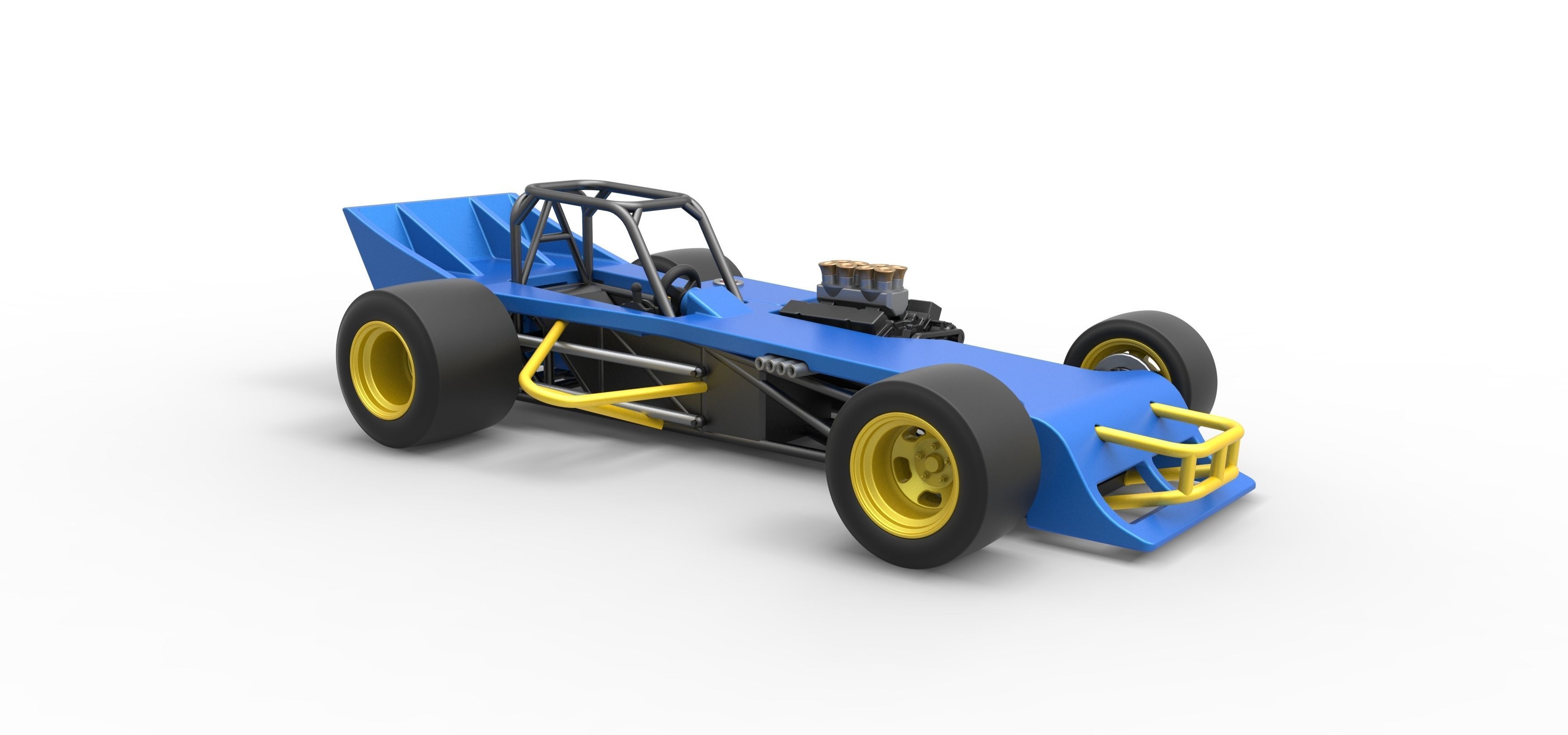 Supermodified front engine race car Scale 1 to 25 3D print model_22