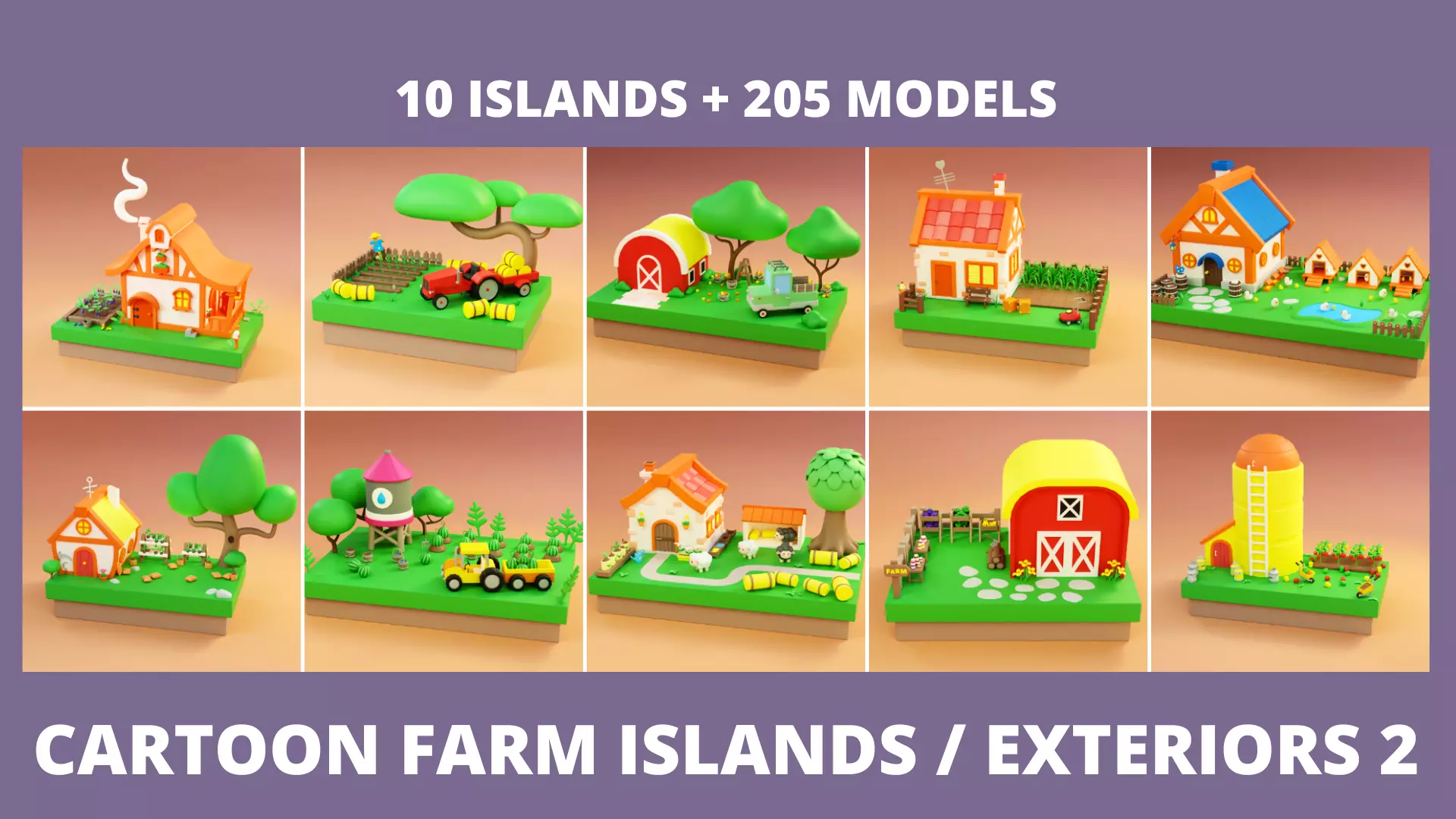 Cartoon Farm Islands Exteriors 2 Low-poly 3D model_0
