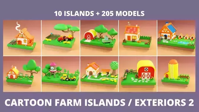 Cartoon Farm Islands Exteriors 2 Low-poly 3D model