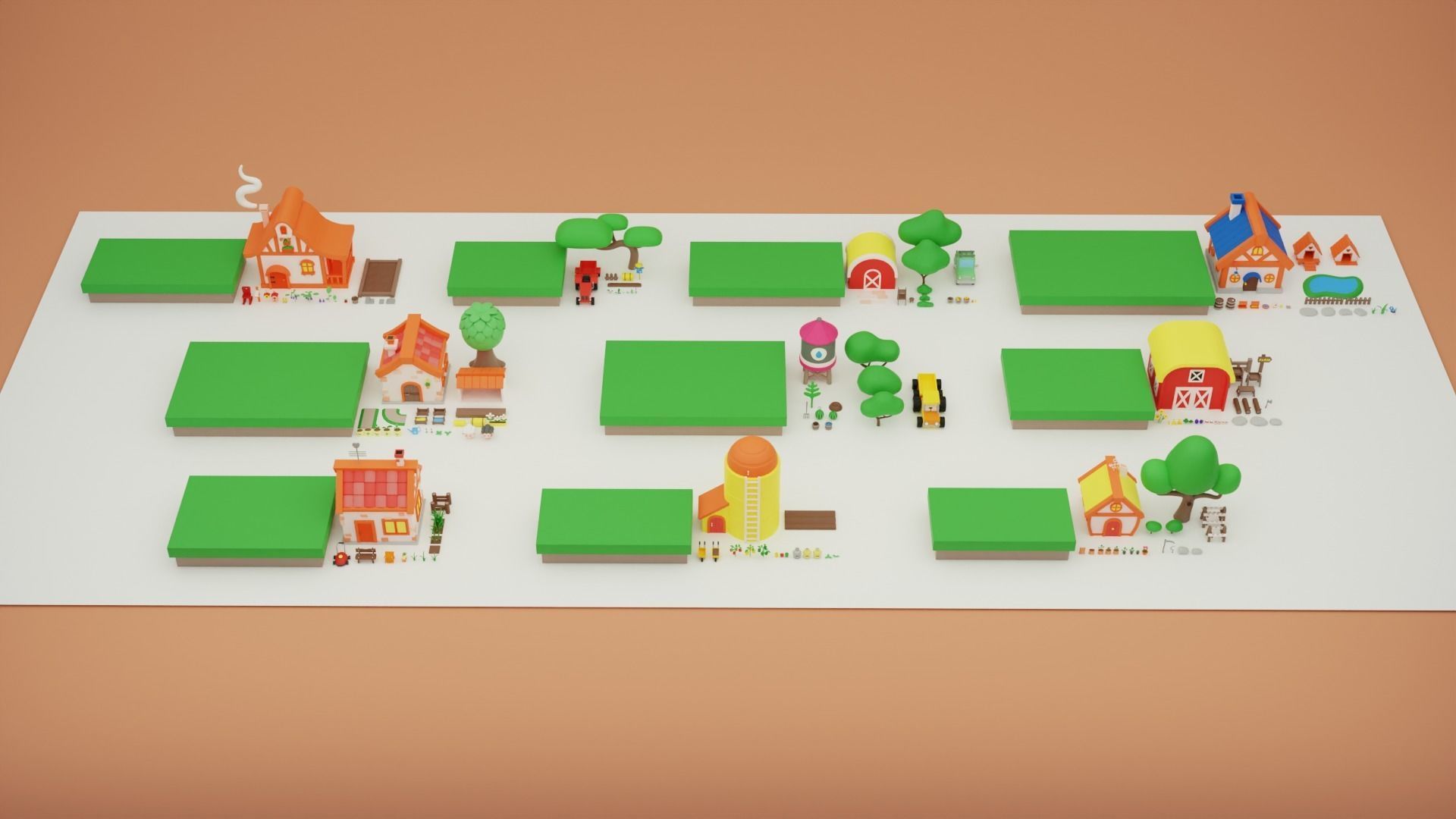Cartoon Farm Islands Exteriors 2 Low-poly 3D model_13
