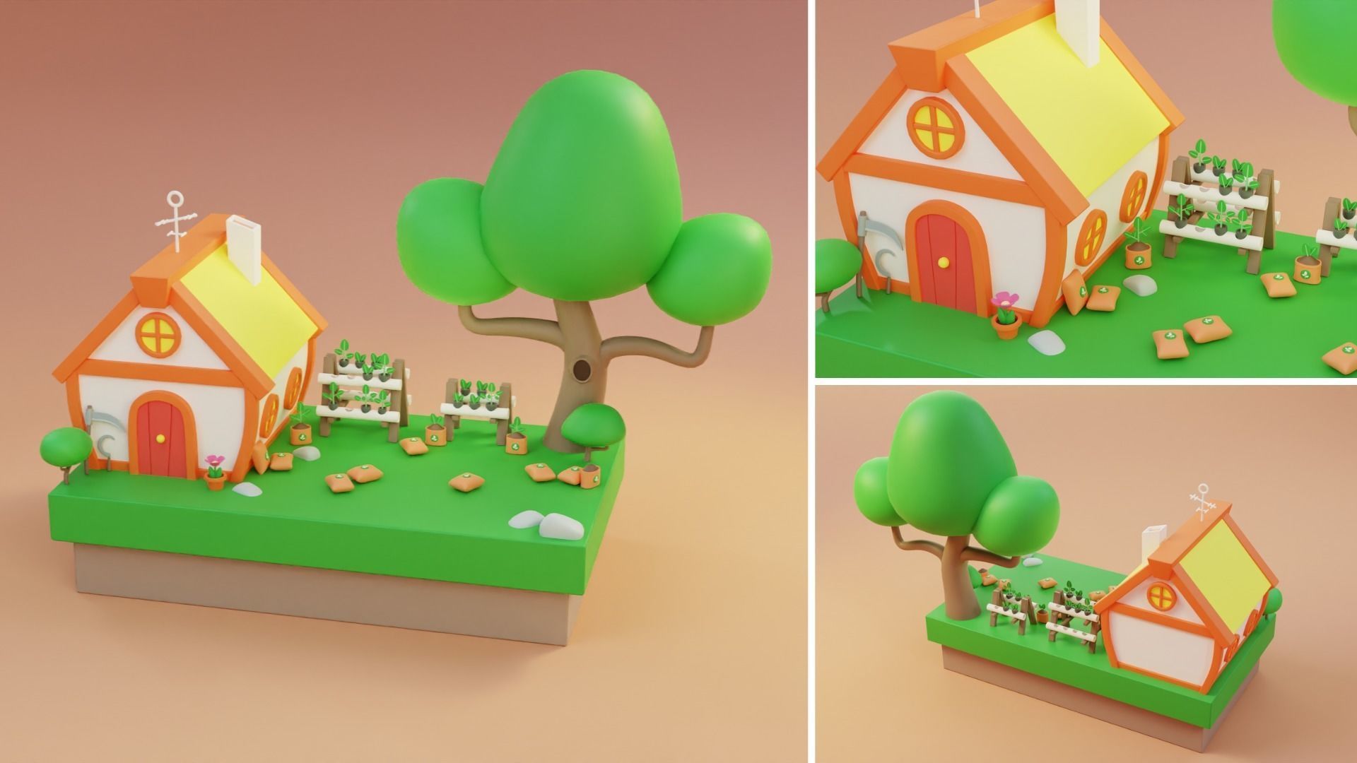 Cartoon Farm Islands Exteriors 2 Low-poly 3D model_12