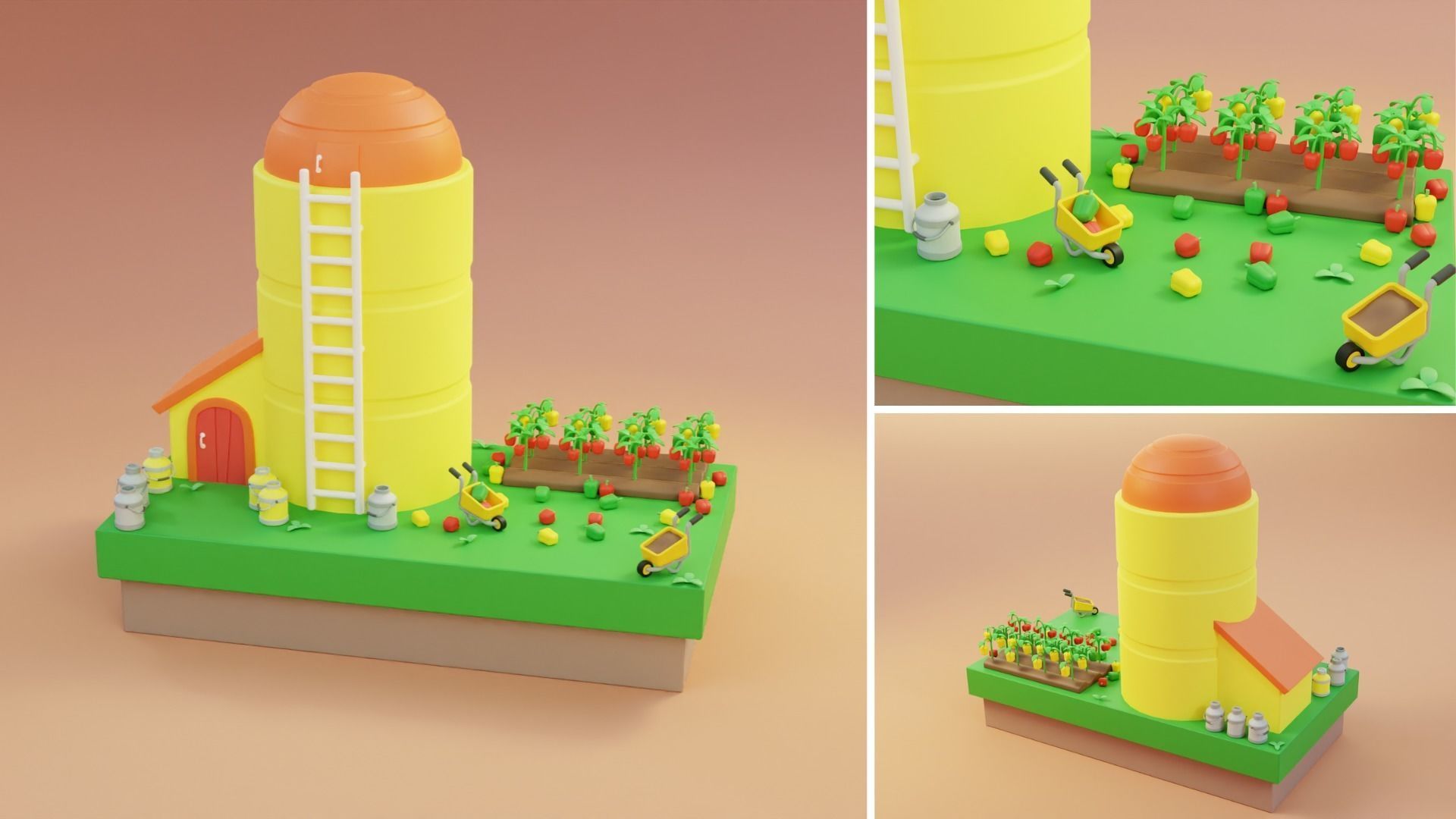 Cartoon Farm Islands Exteriors 2 Low-poly 3D model_11