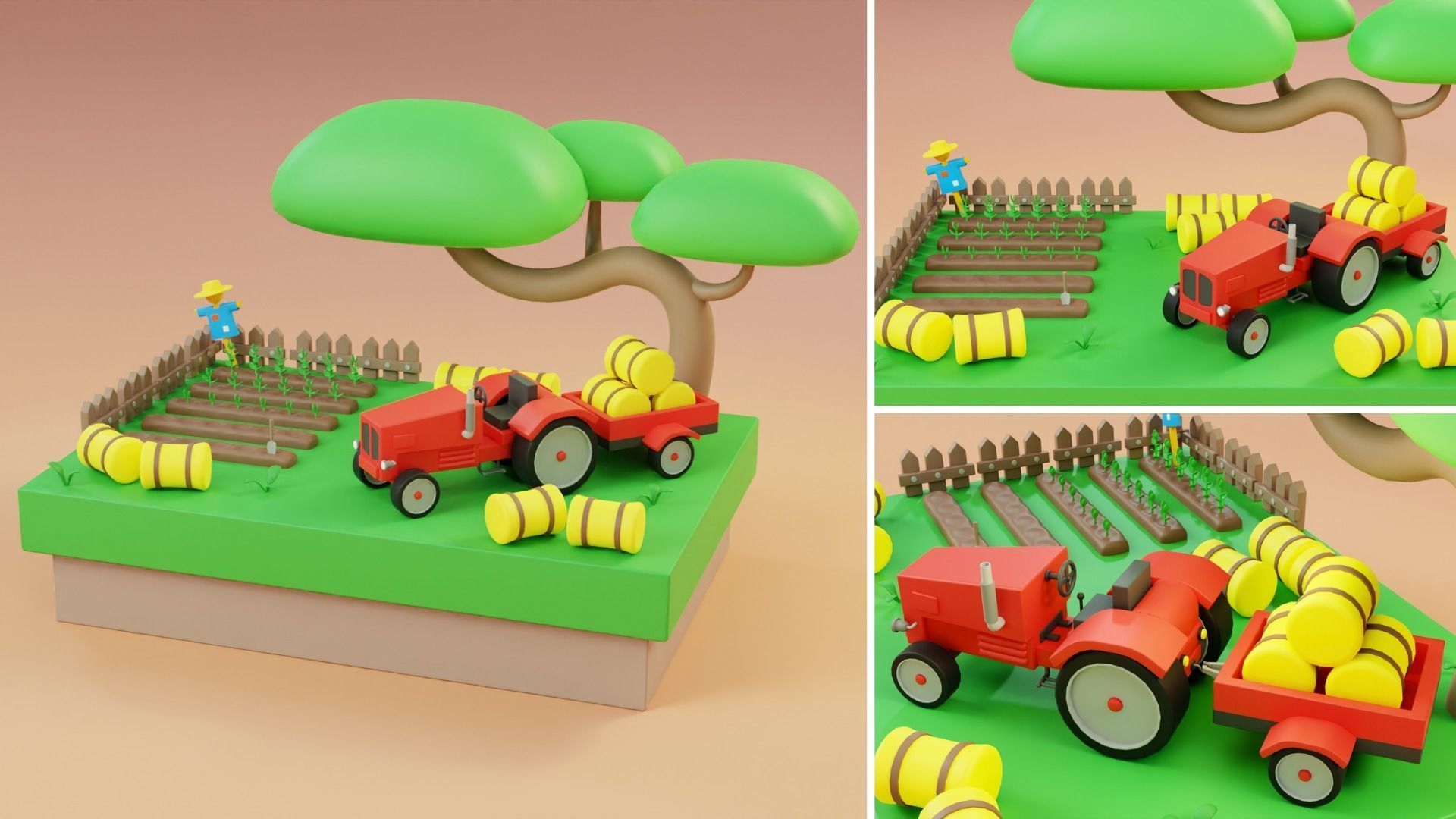 Cartoon Farm Islands Exteriors 2 Low-poly 3D model_4