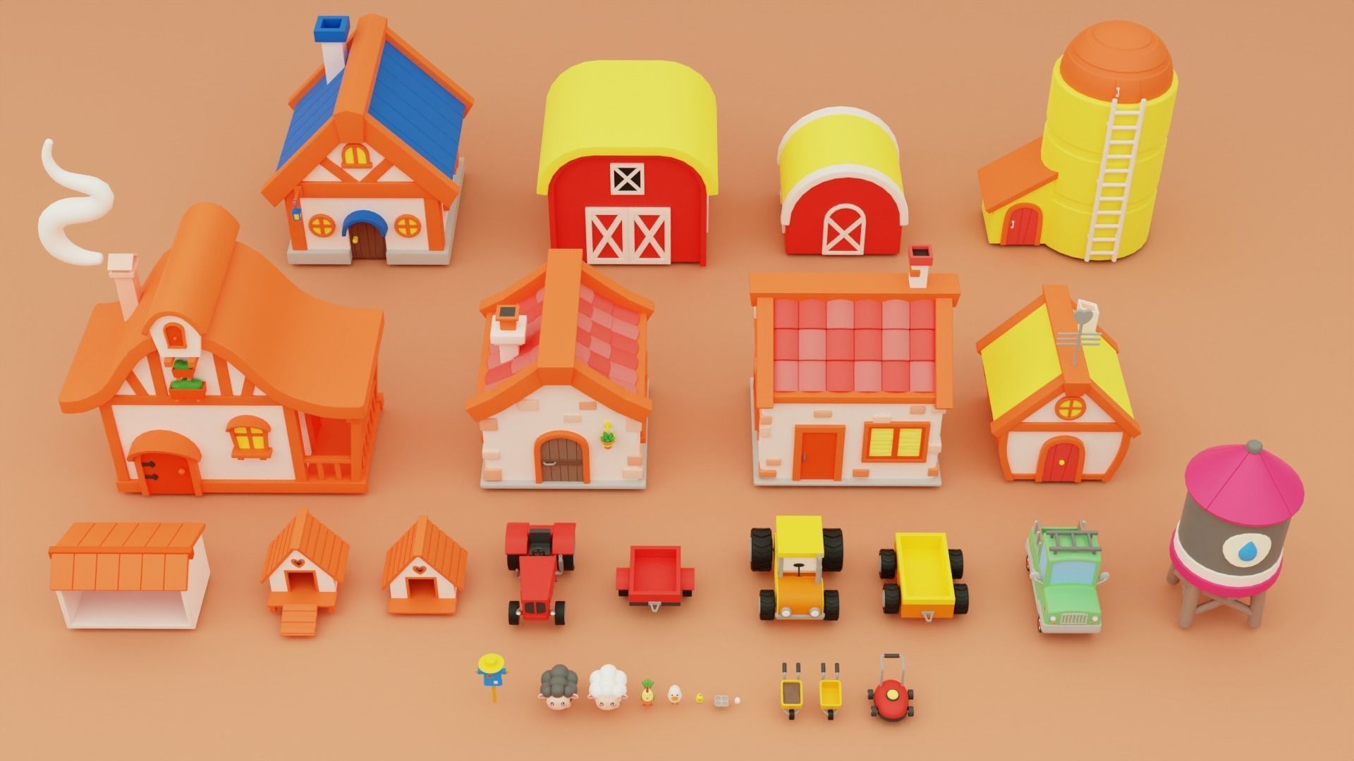 Cartoon Farm Islands Exteriors 2 Low-poly 3D model_14