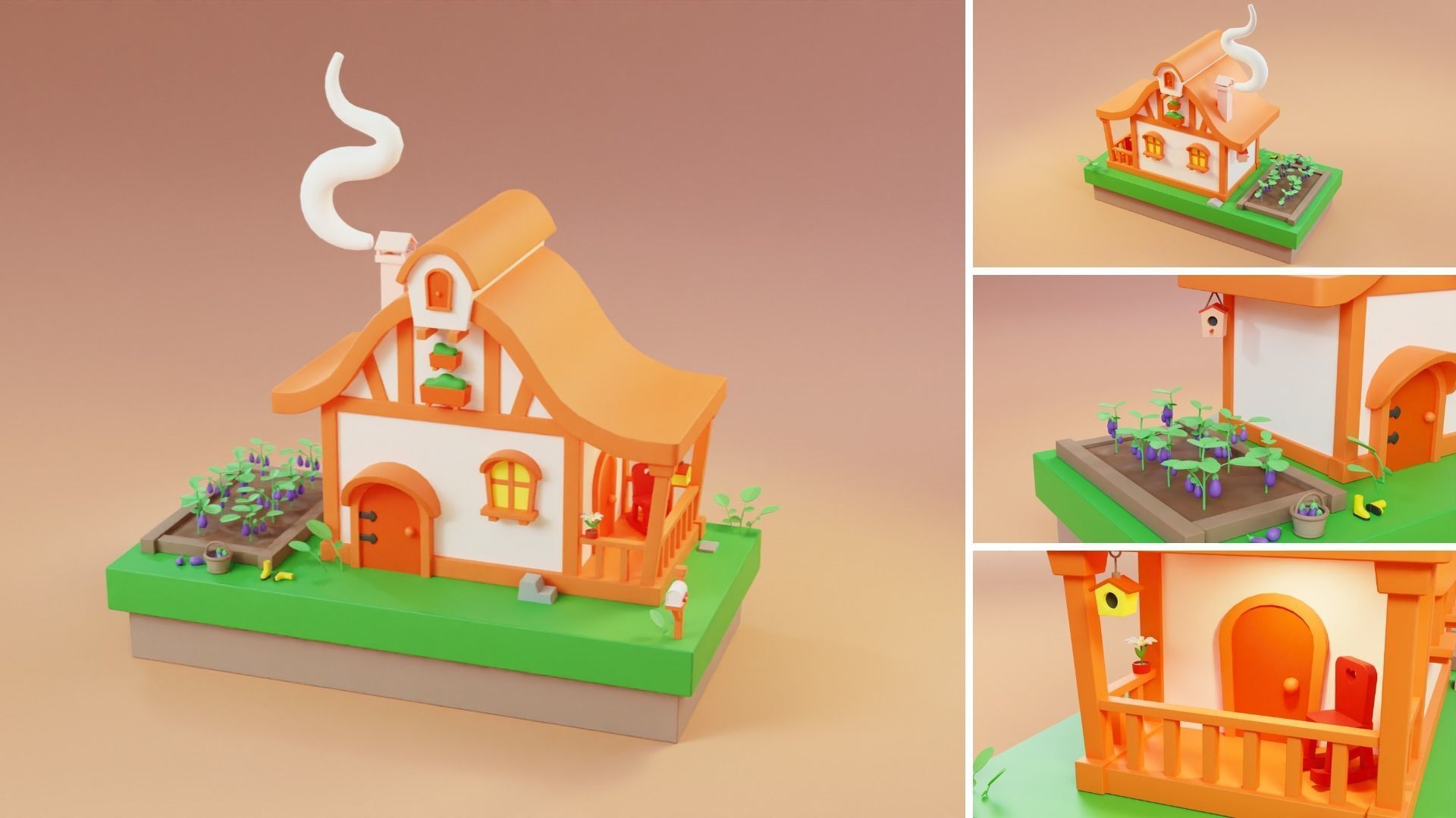 Cartoon Farm Islands Exteriors 2 Low-poly 3D model_3